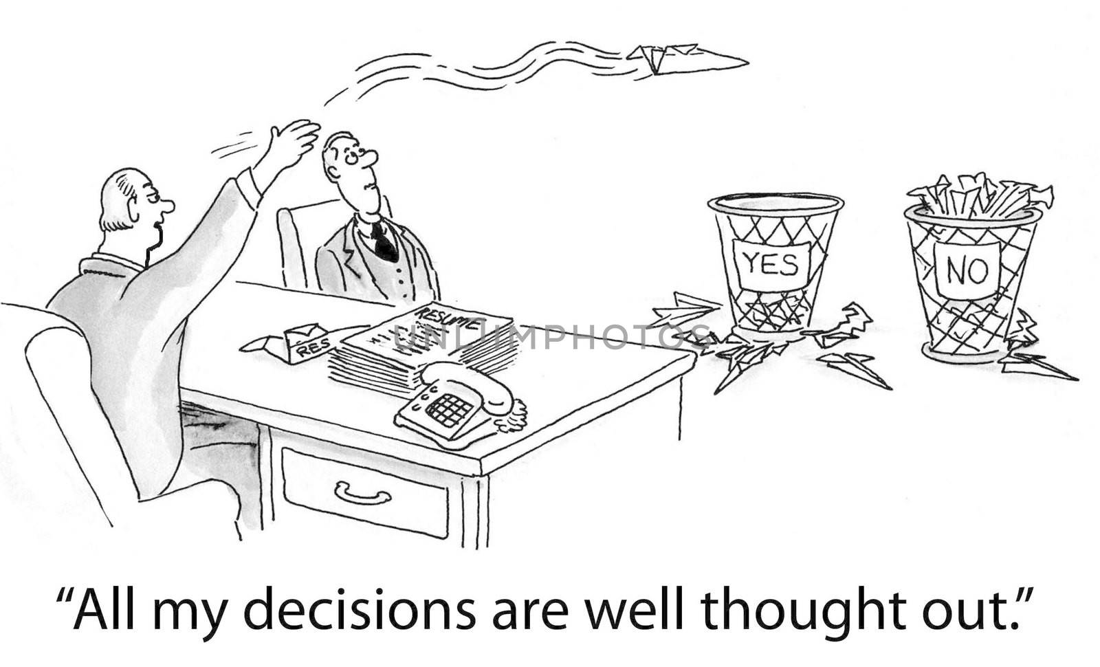 "All my decisions are well thought out."  (Yes and No buckets)