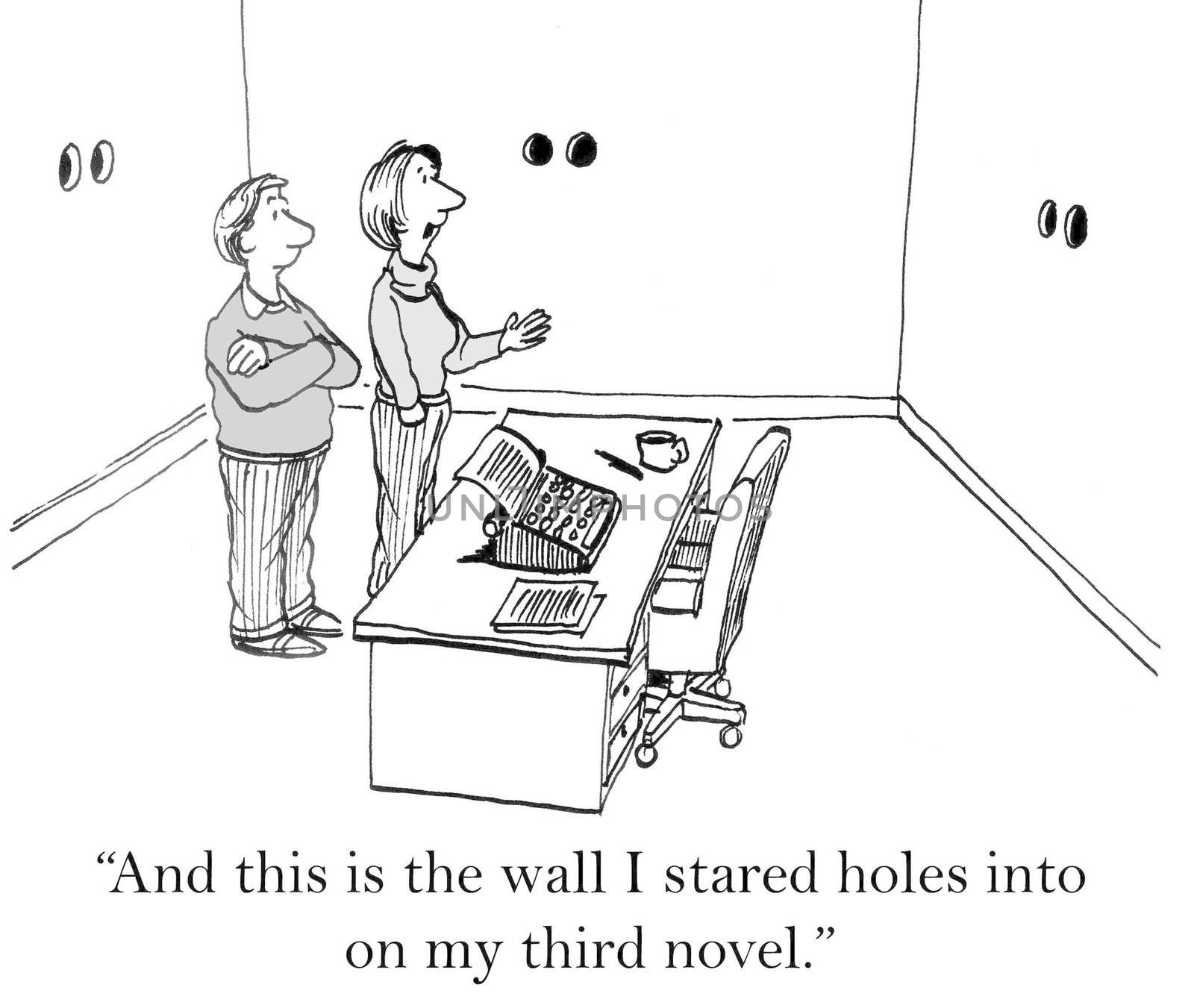 "And this is the wall I stared holes into on my third novel."