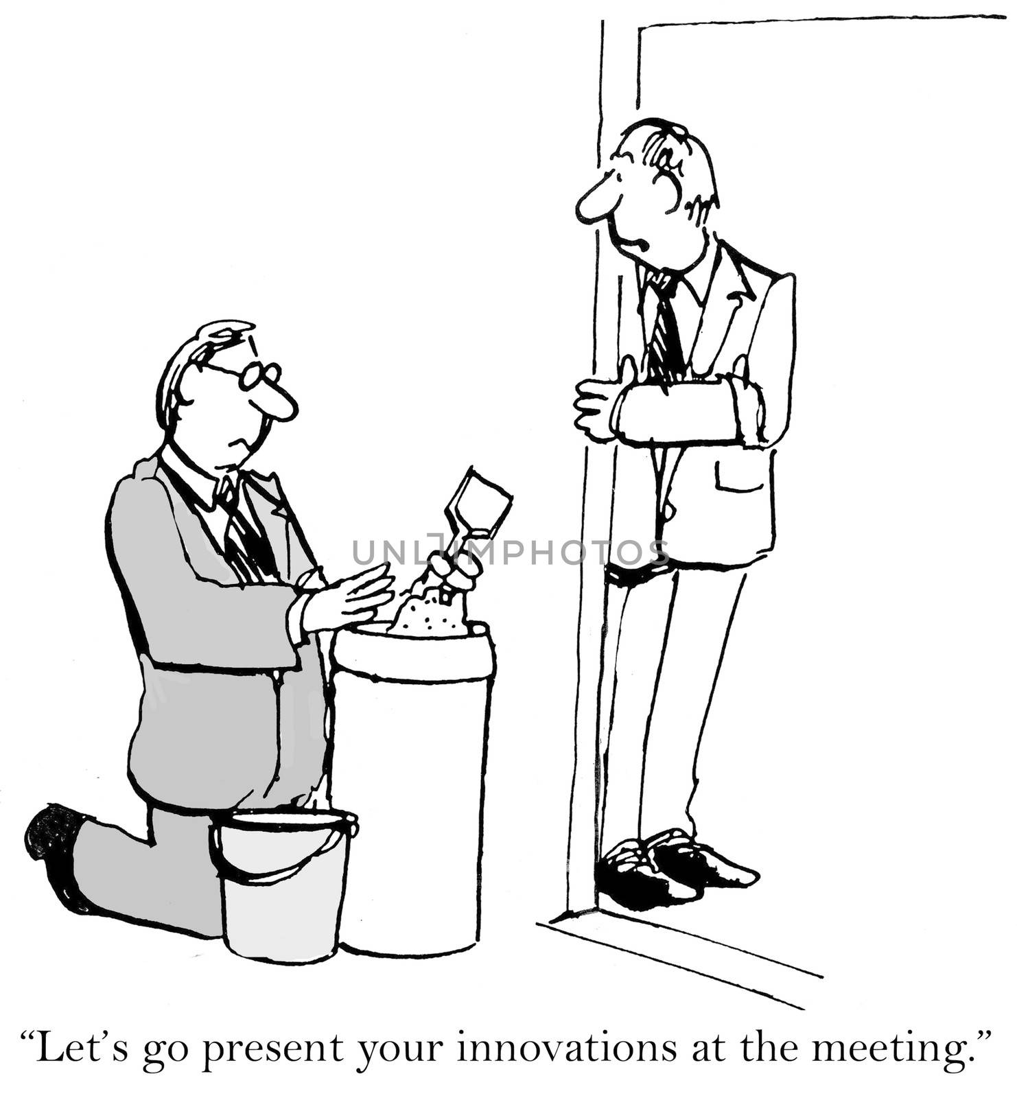 "Let's go present your innovations at the meeting."