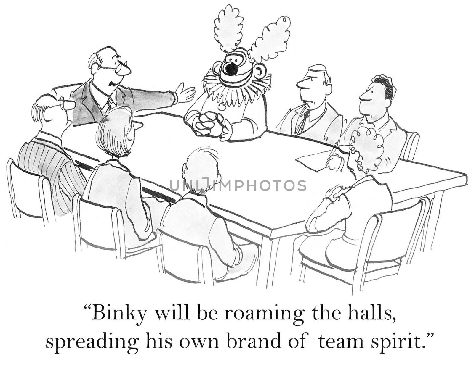 "Binky will be roaming the halls, spreading his own brand of team spirit."