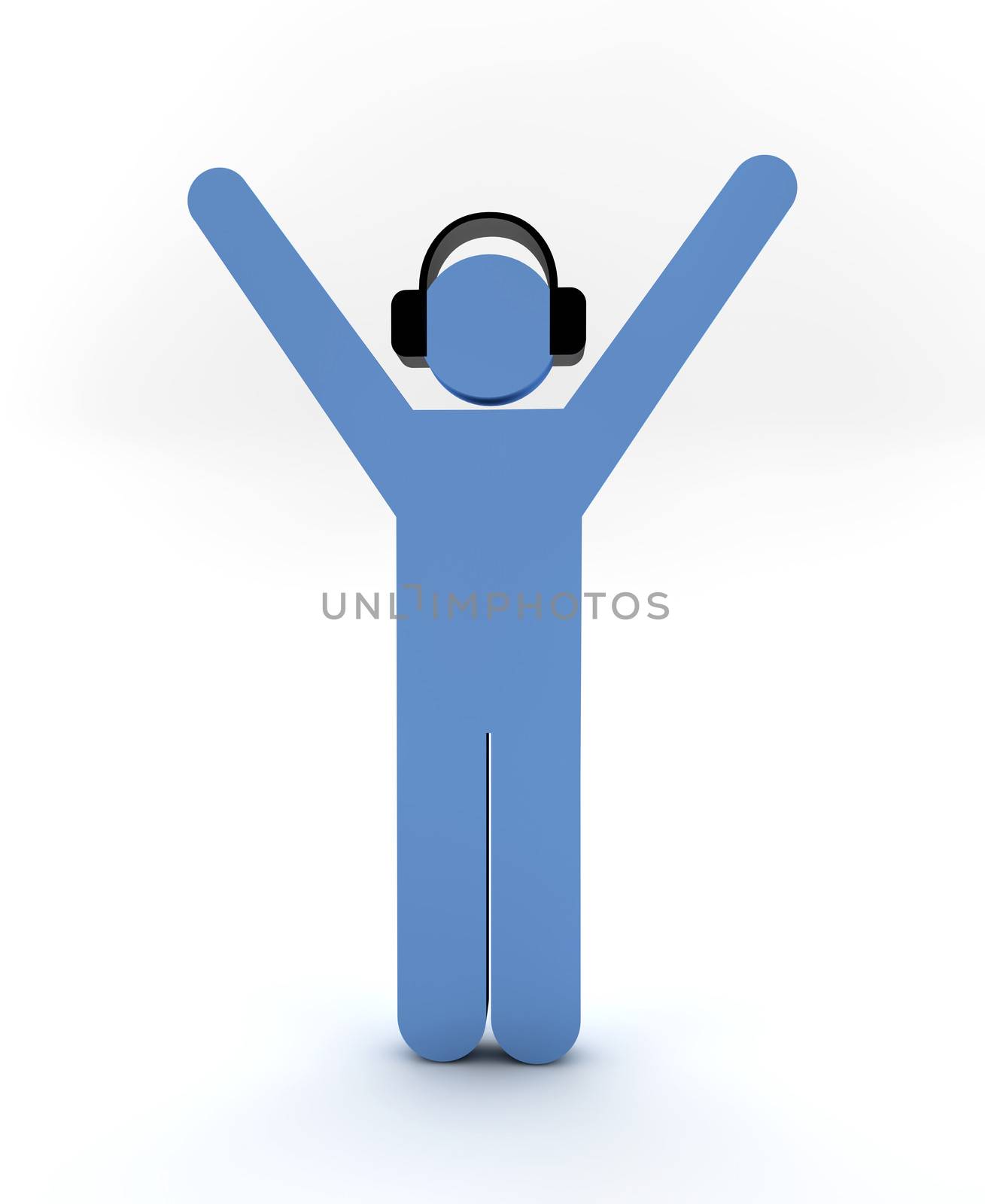 A happy man listen music with an headphone