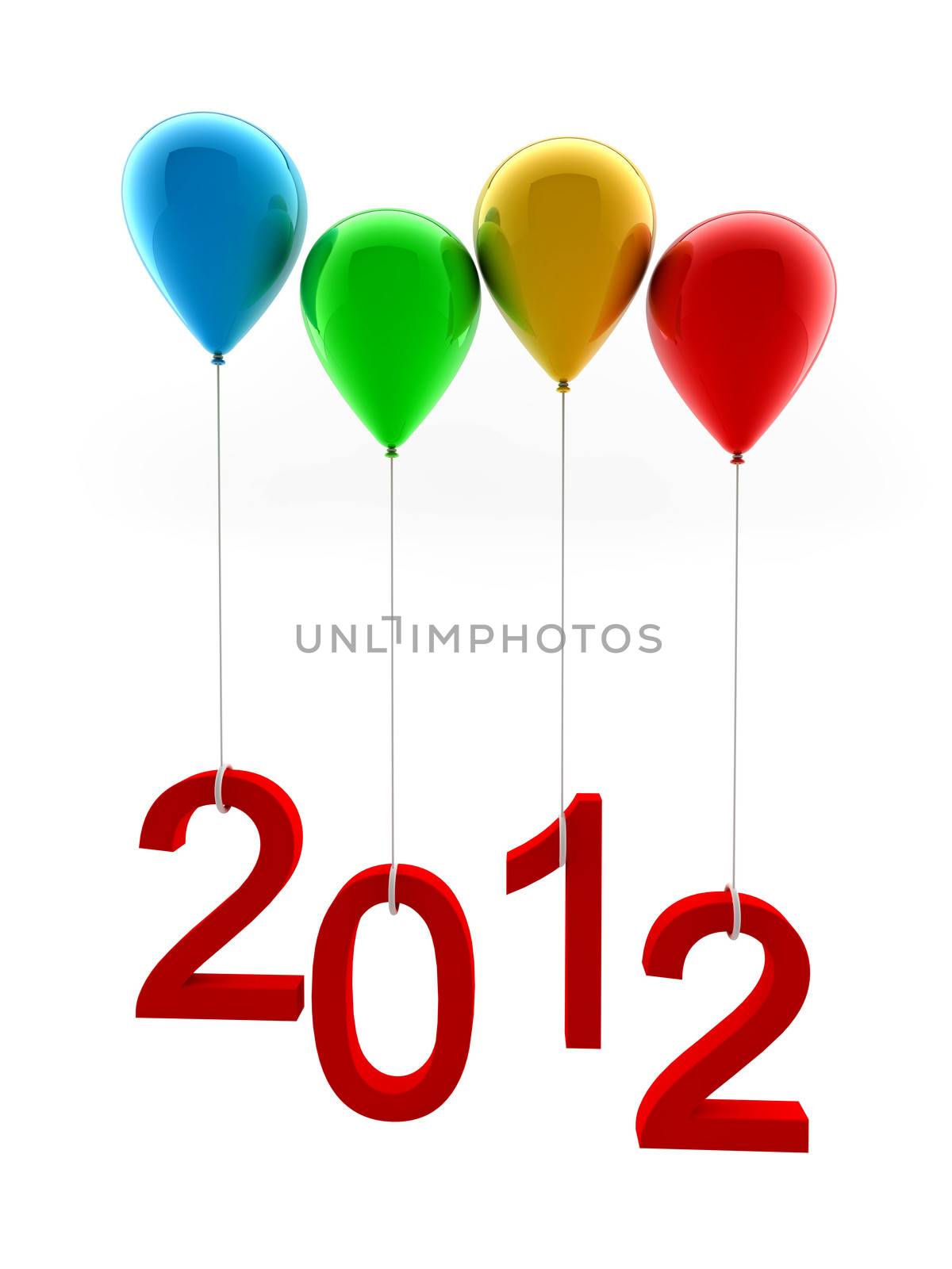 A 2012 red text fly with colored balloons