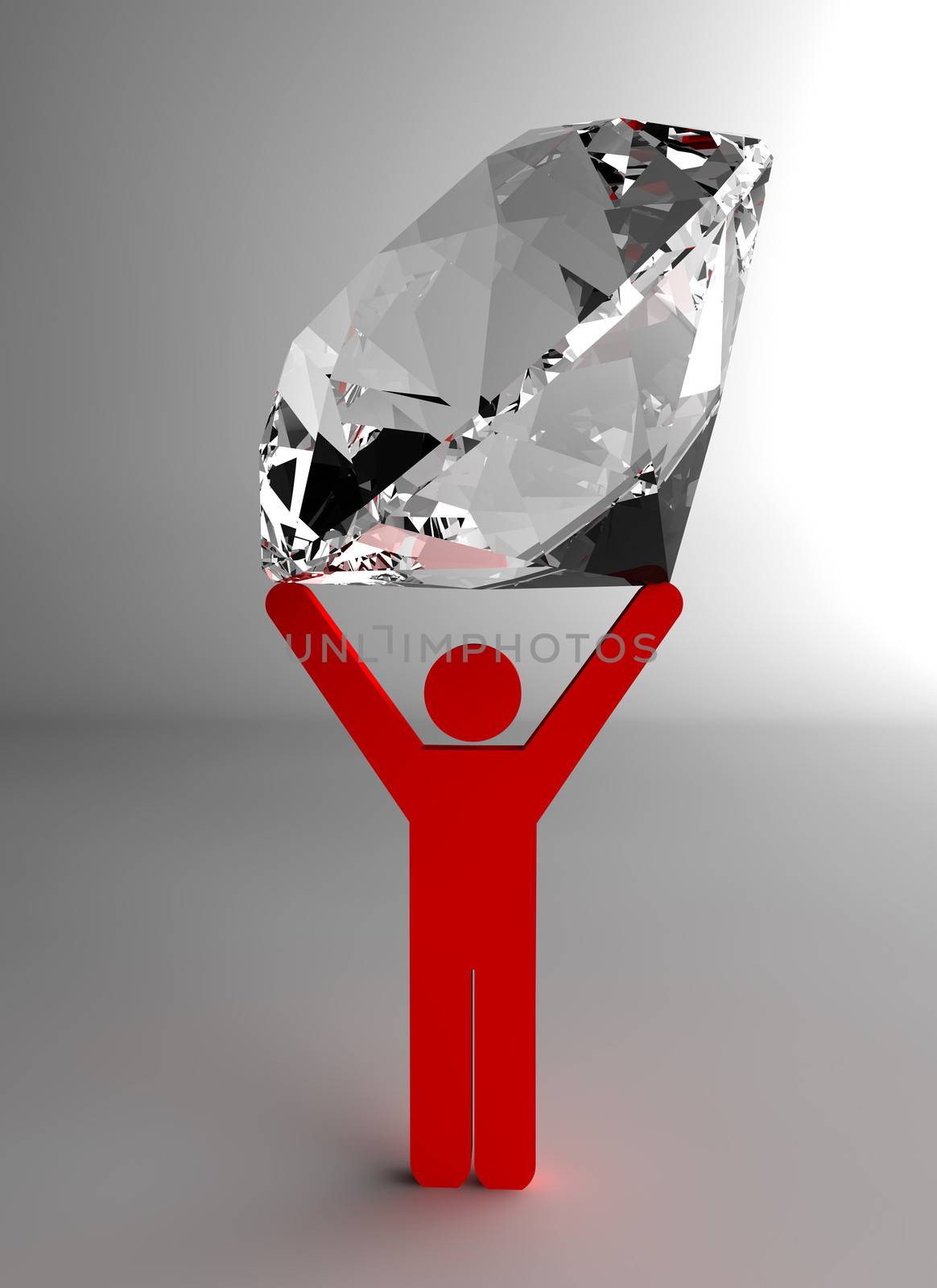 A big diamond supported by a red man