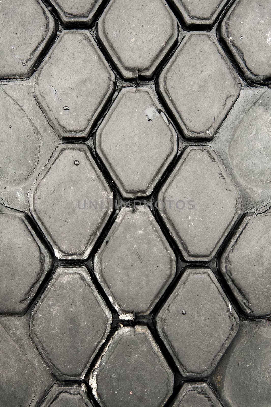 Close up of an old truck tire