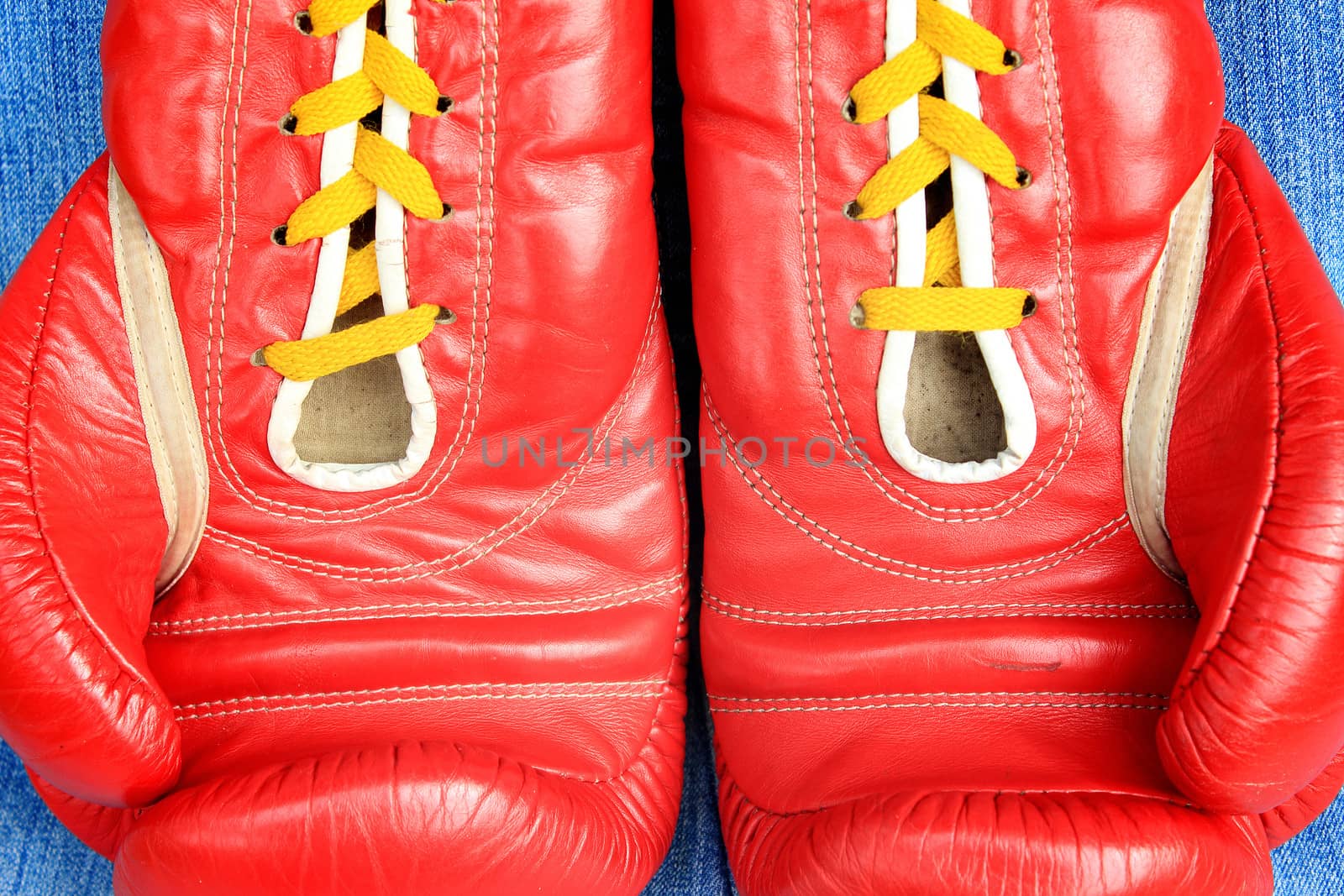 Close-up of old boxing gloves