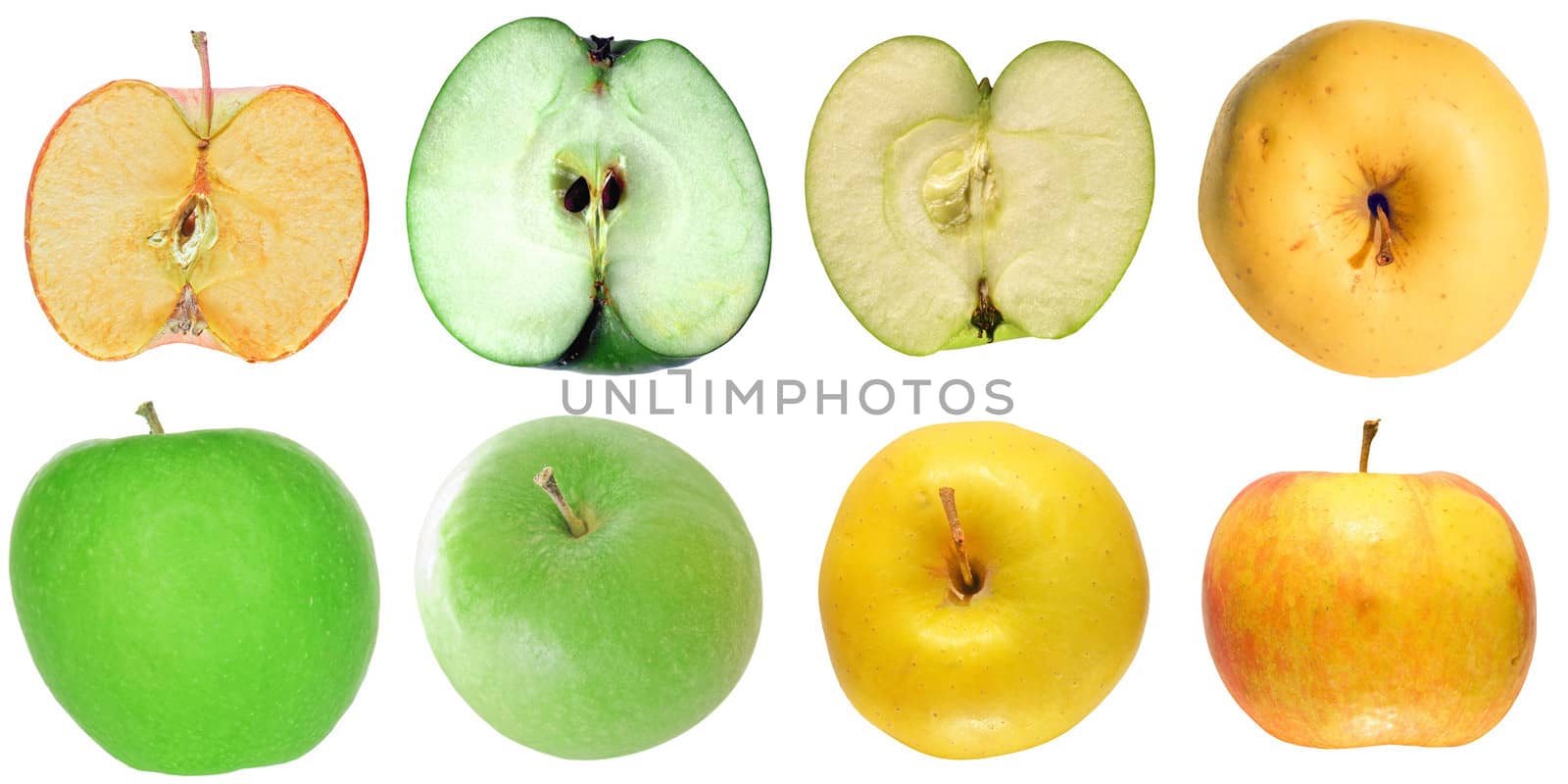 Many apples isolated over a white background