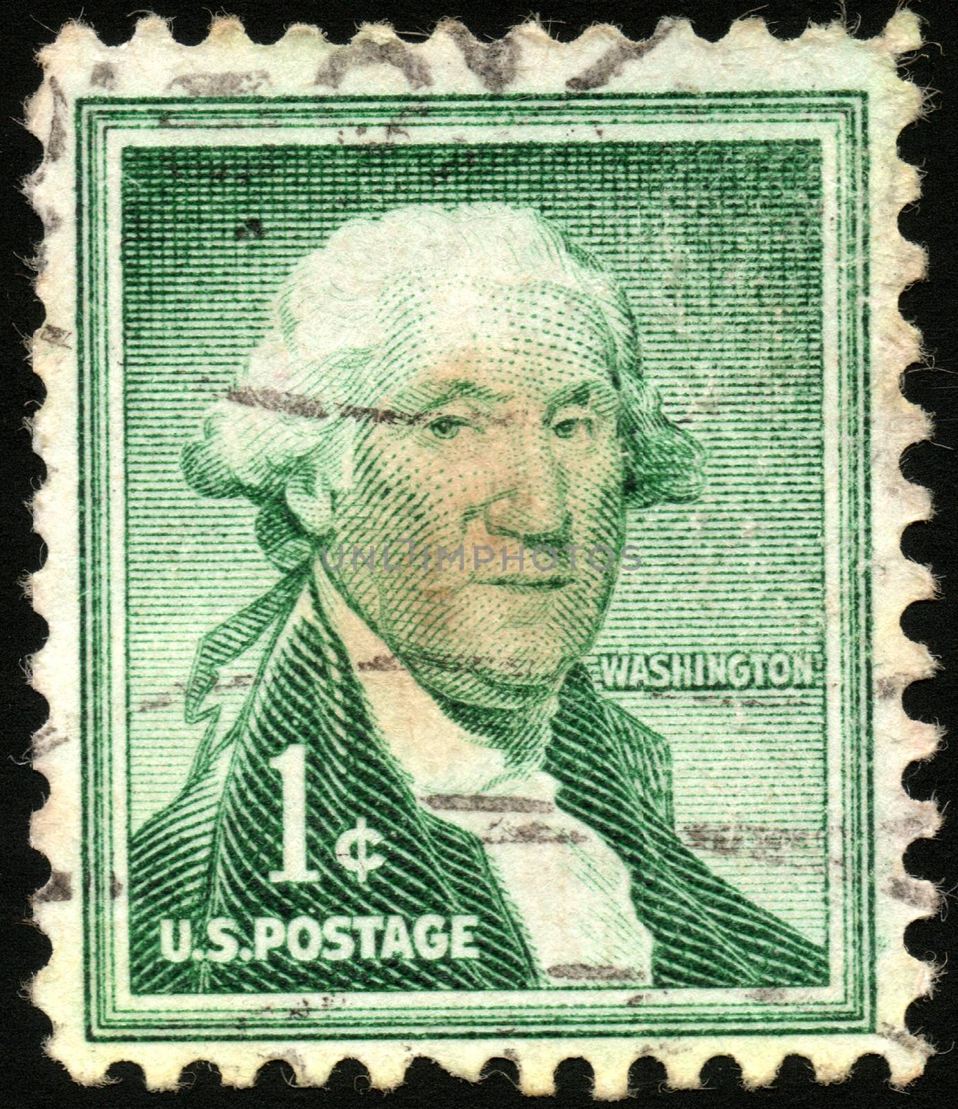 USA - CIRCA-1954: A stamp printed in USA shows a picture of George Washington - circa 1954