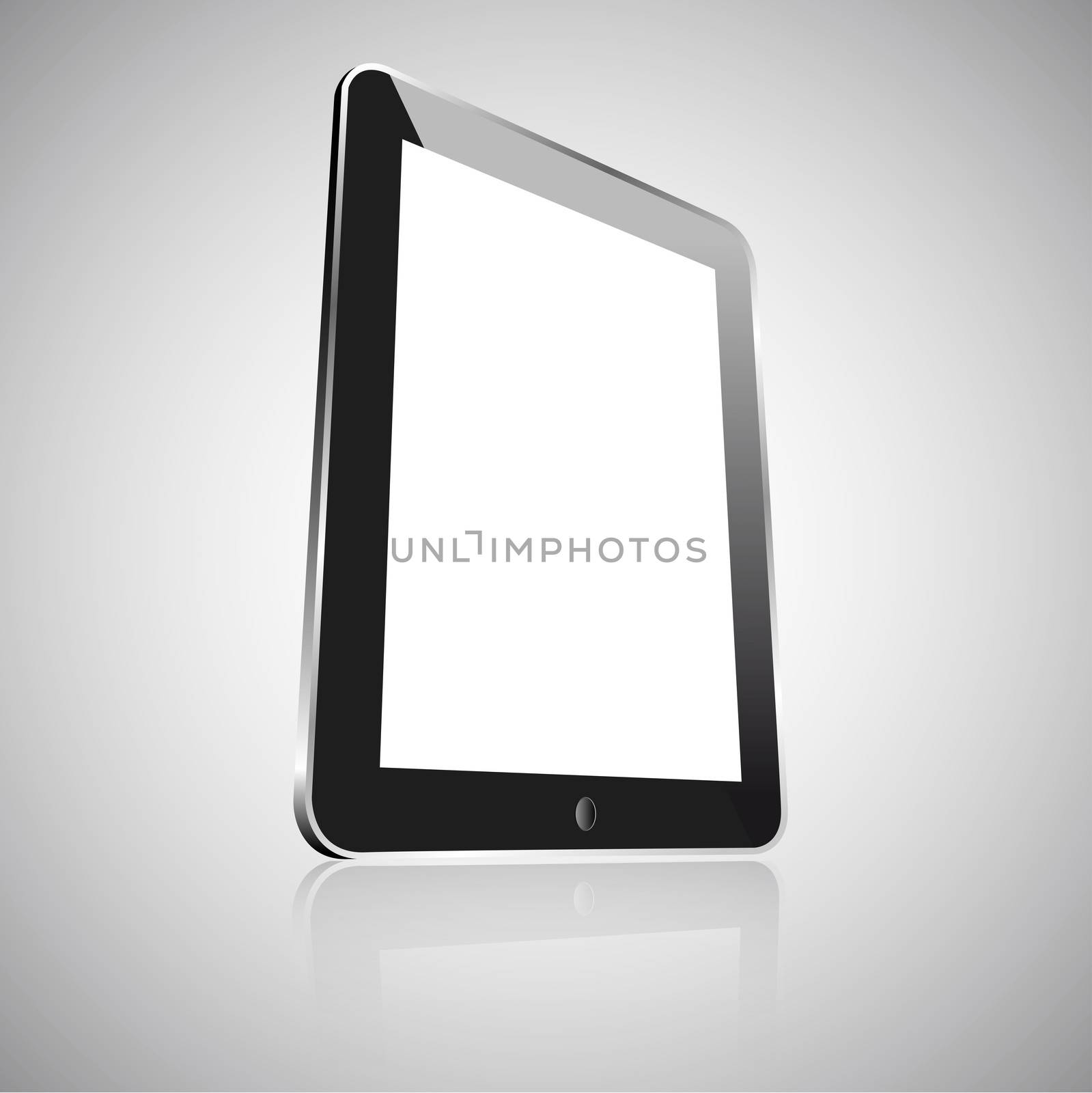 A realistic empty black tablet isolated