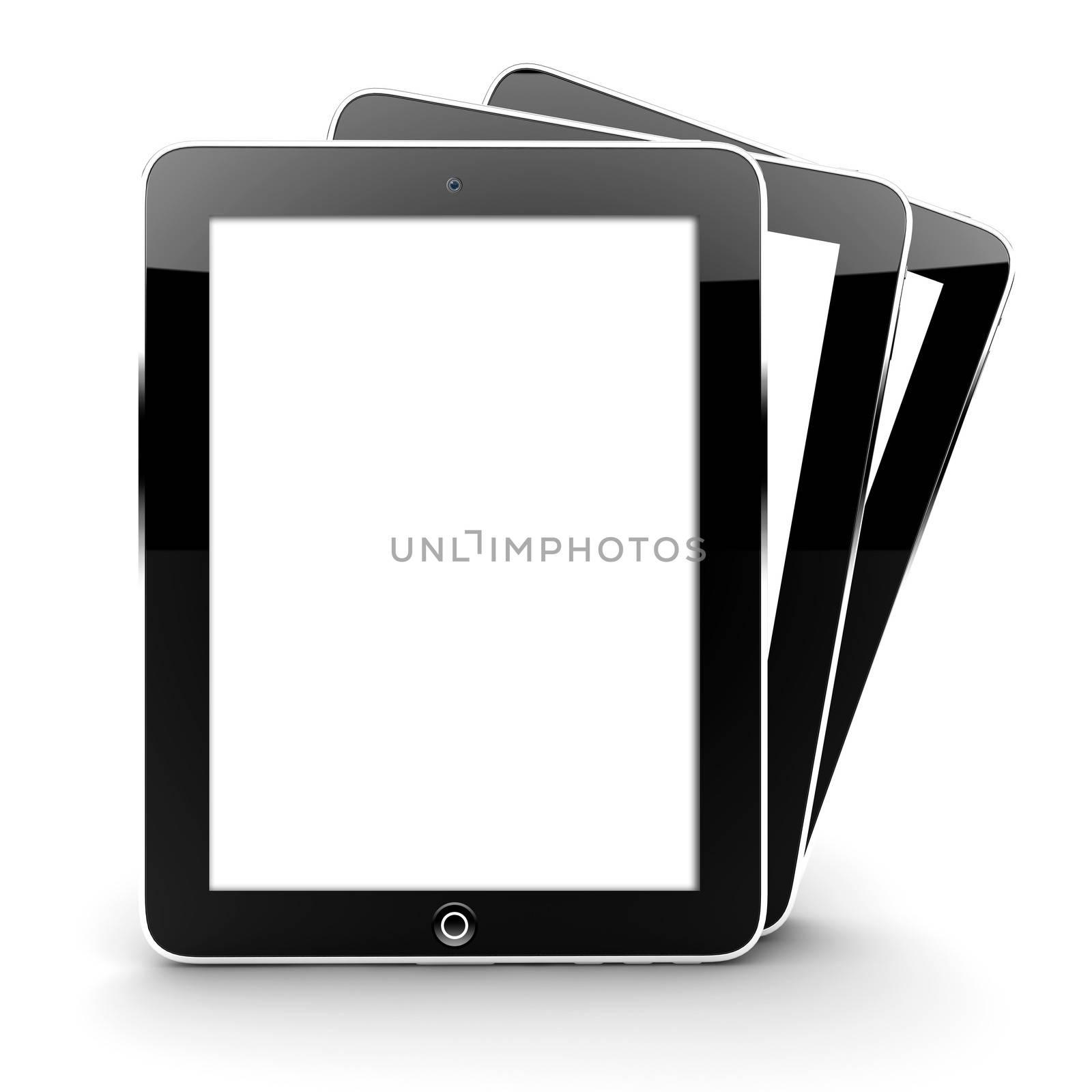 Three tablets isolated on a white background