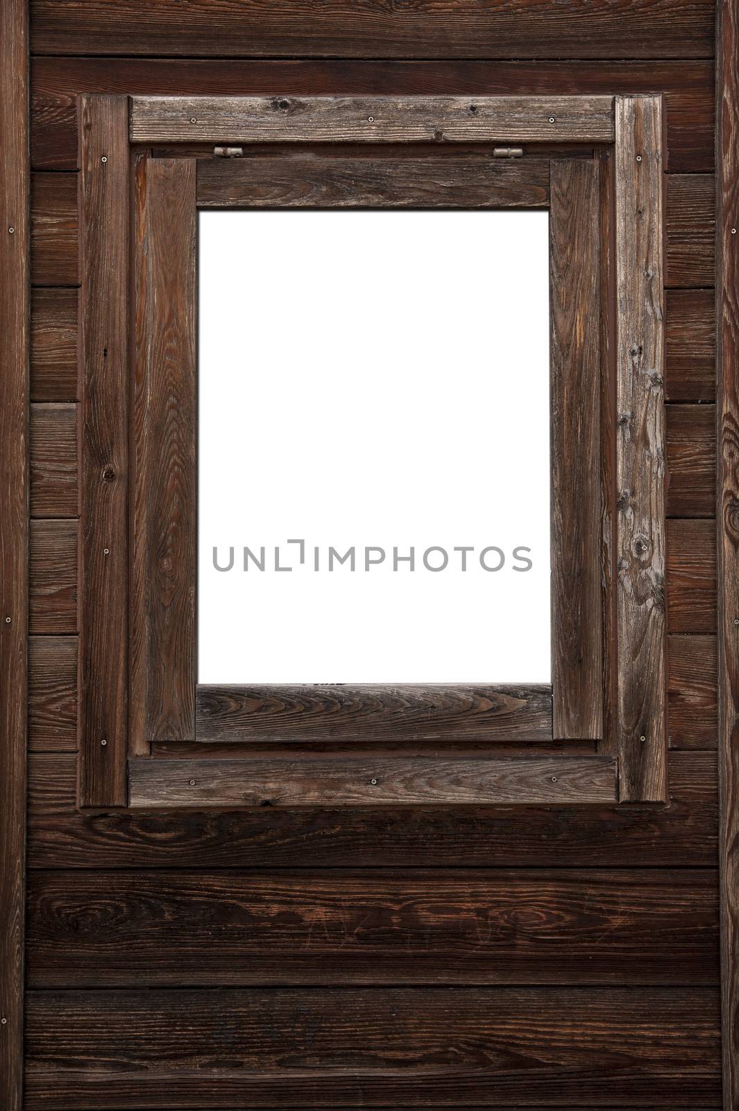 Wood window wall with square white copyspace