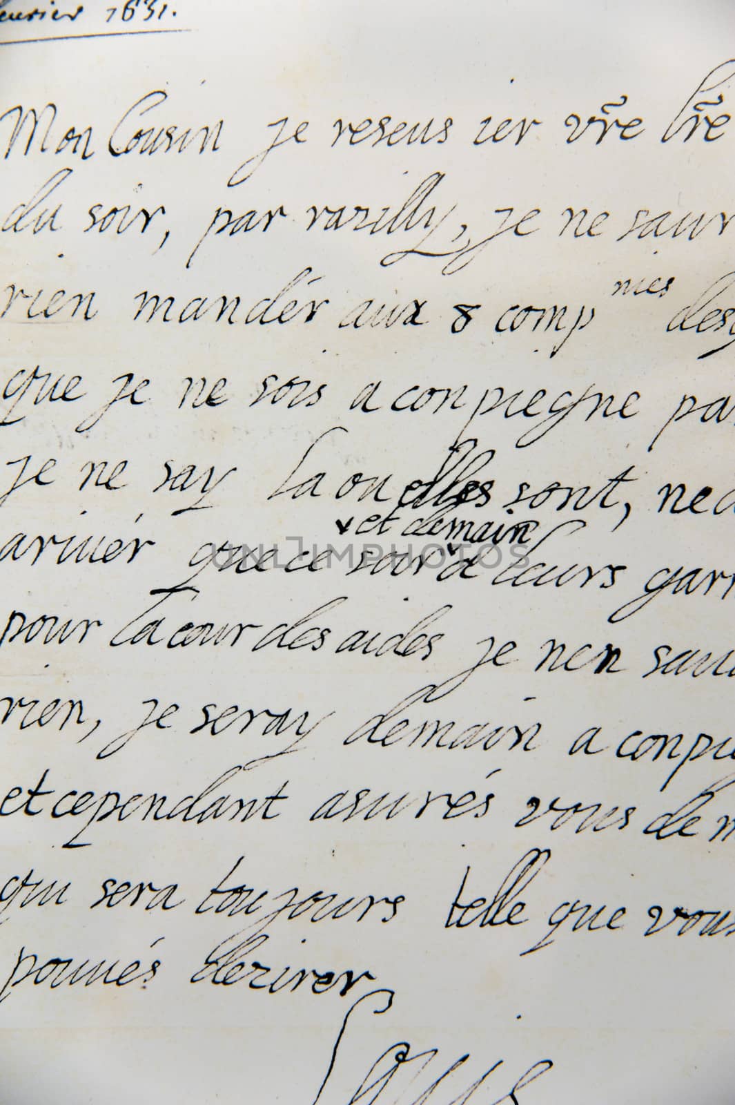 Close up of an old handwritten letter, can be used for background