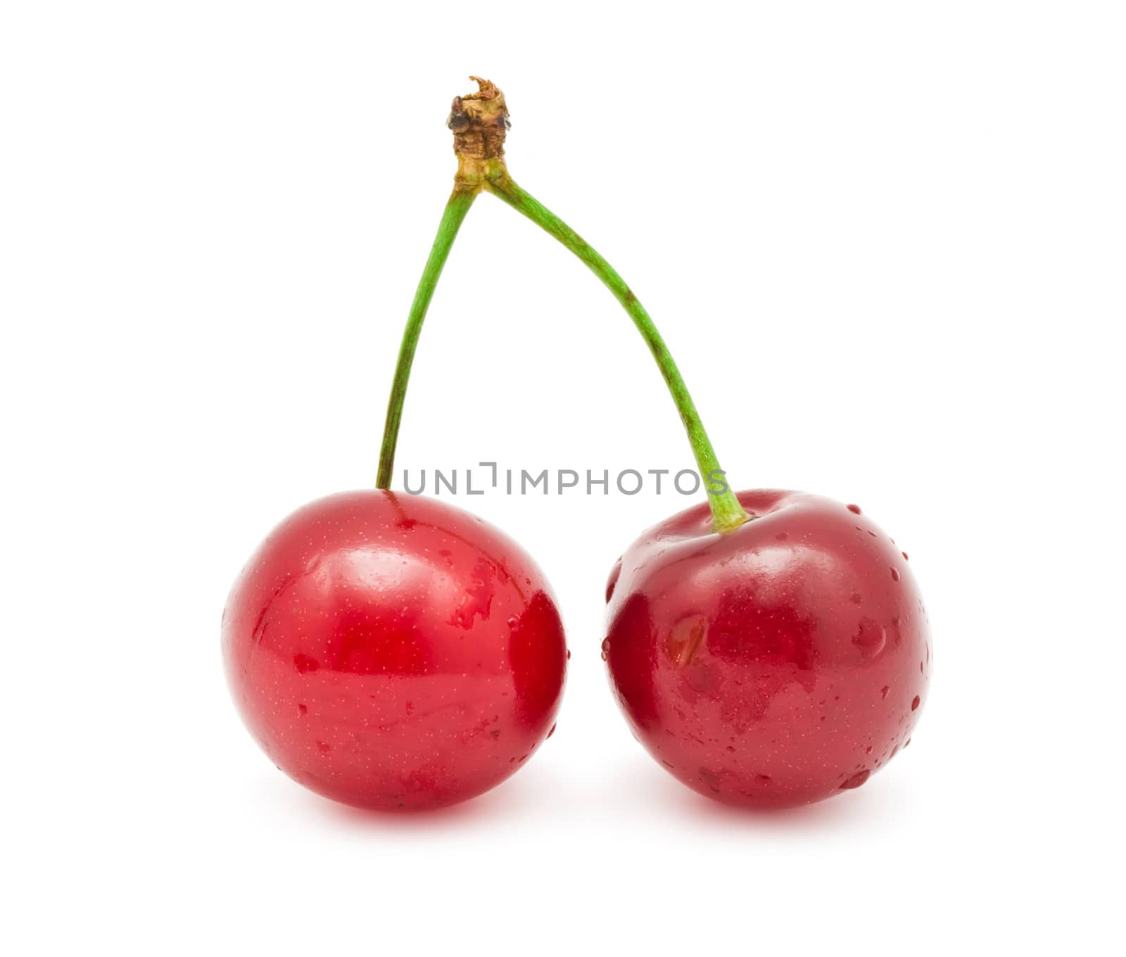 Beautiful red cherry isolated on white background