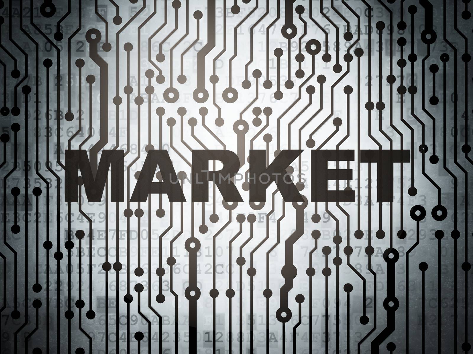 Business concept: circuit board with Market by maxkabakov