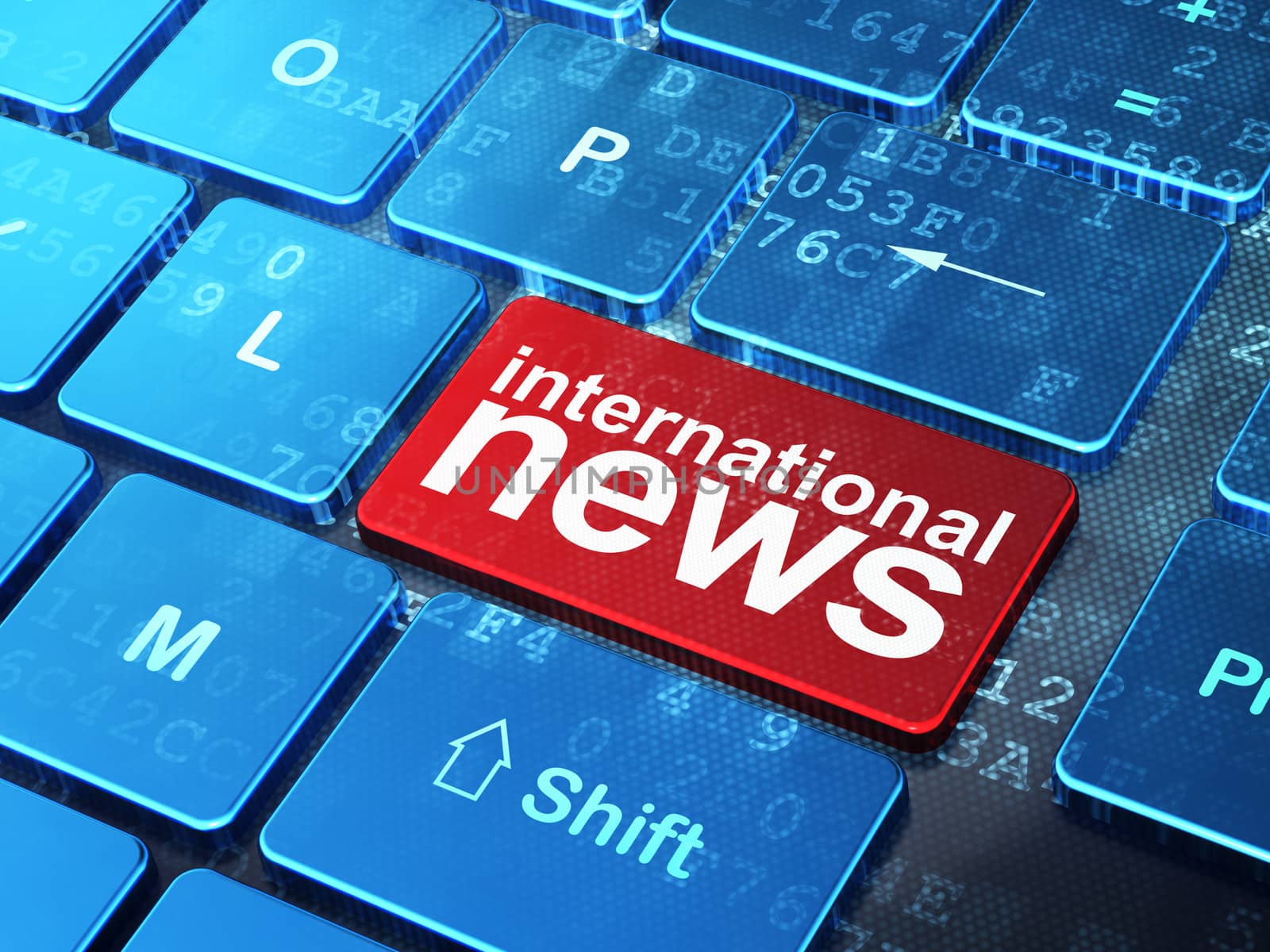 News concept: International News on computer keyboard background by maxkabakov