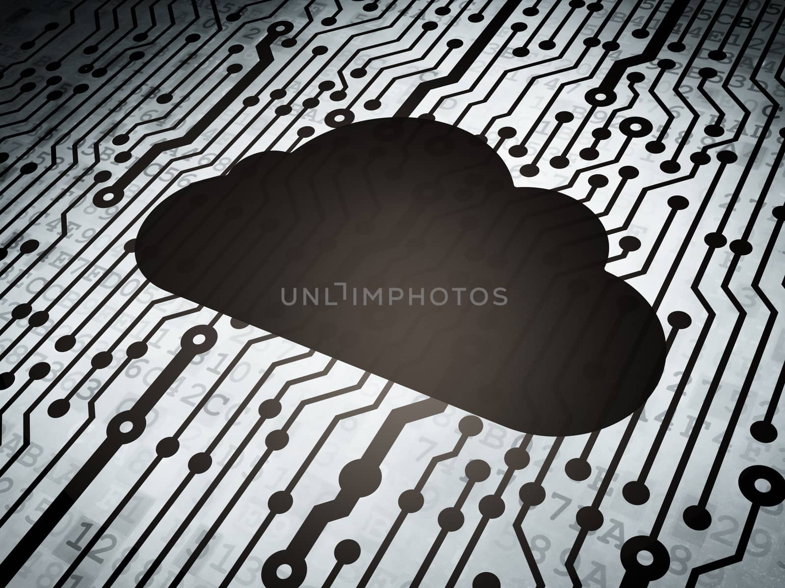 Cloud computing concept: circuit board with Cloud by maxkabakov