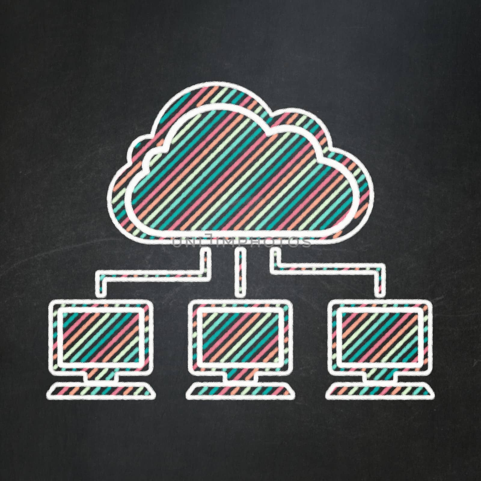 Cloud technology concept: Cloud Network on chalkboard background by maxkabakov