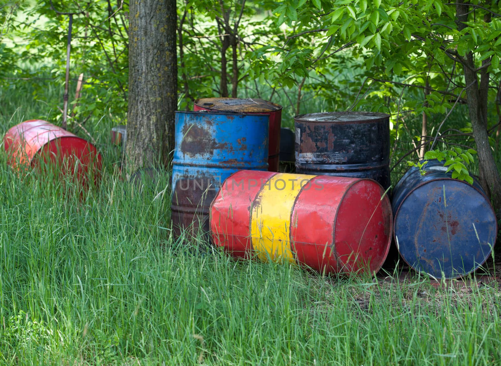 Oil drums in the nature