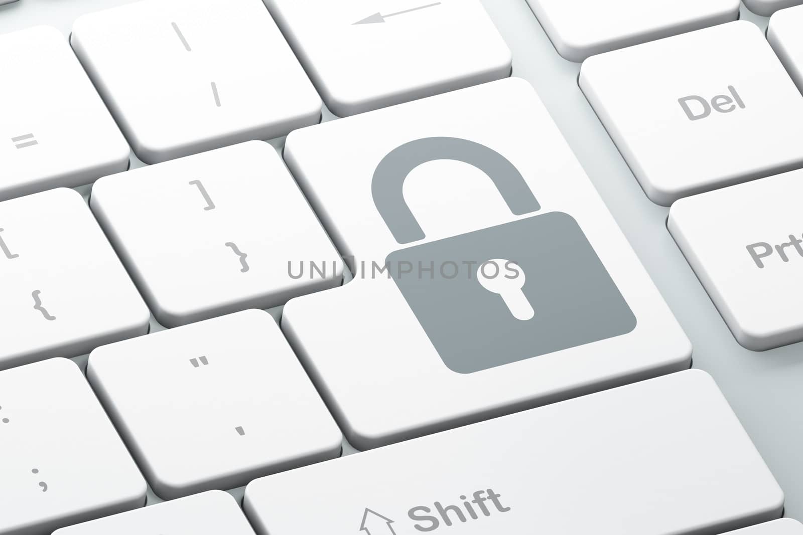 Information concept: Closed Padlock on computer keyboard background by maxkabakov