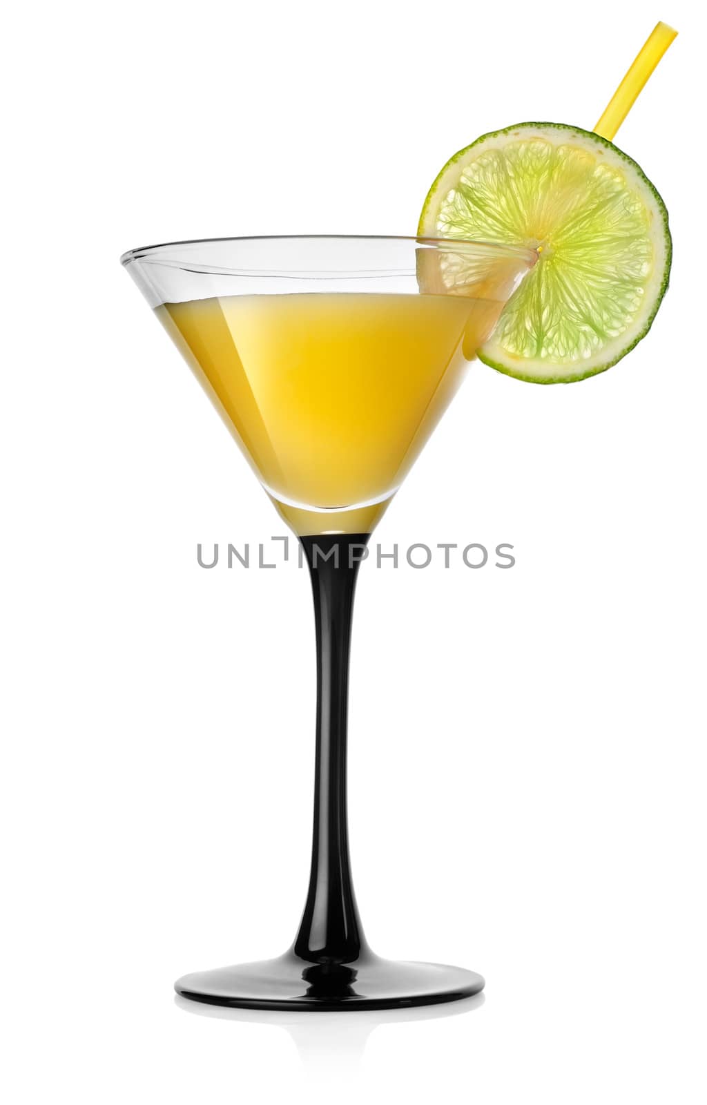 Yellow orange cocktail isolated on a white background
