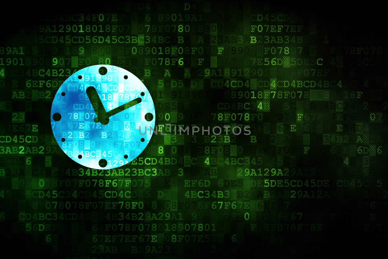 Timeline concept: Clock on digital background by maxkabakov