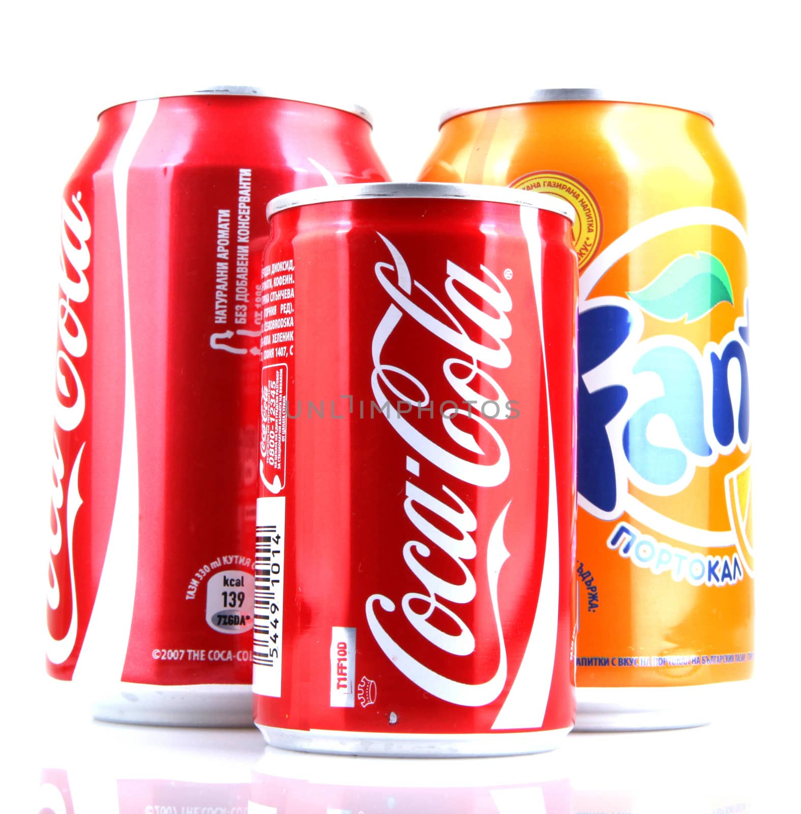 AYTOS, BULGARIA - JANUARY 23, 2014: Global brand of fruit-flavored carbonated soft drinks created by The Coca-Cola Company.