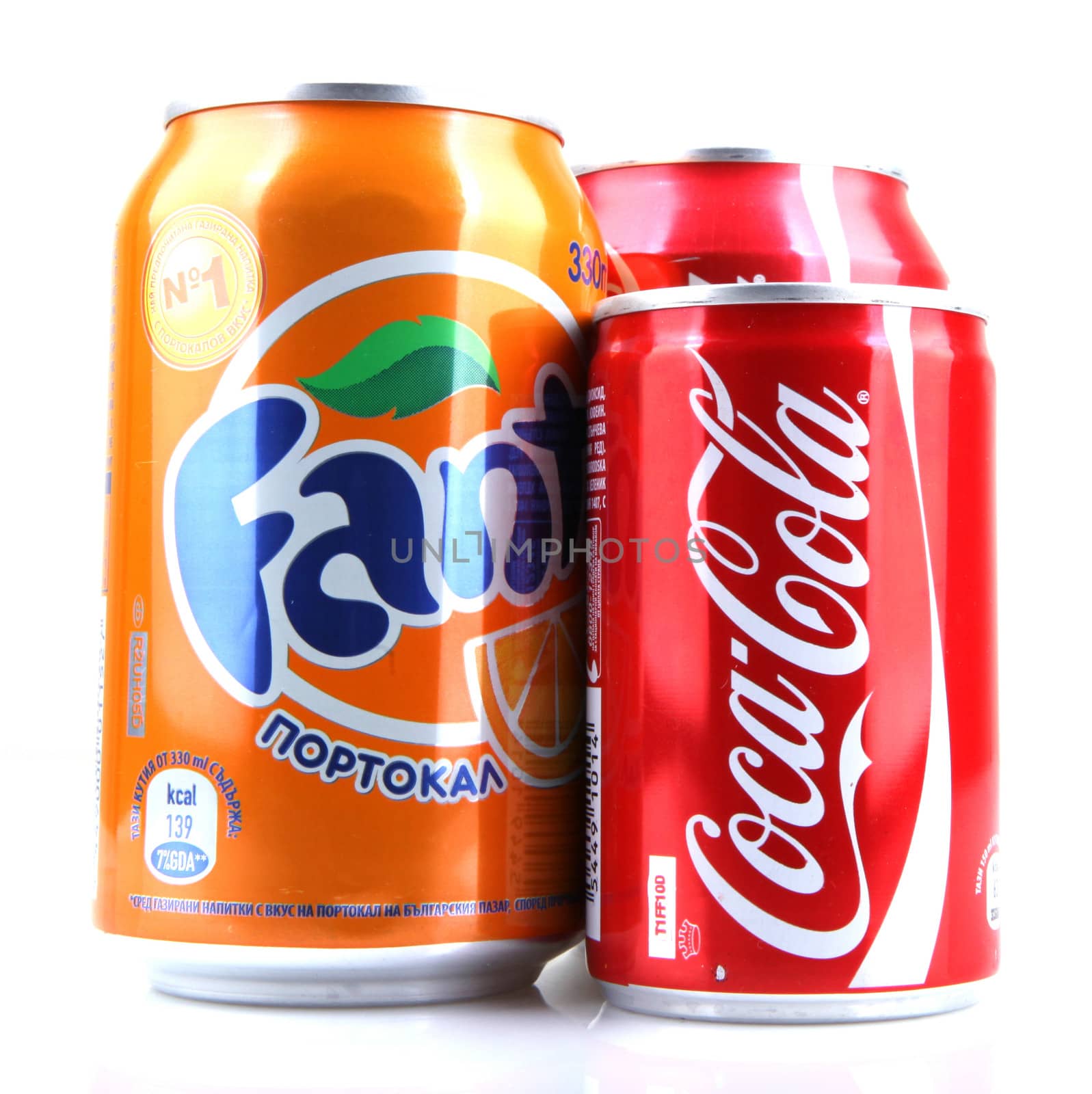 AYTOS, BULGARIA - JANUARY 23, 2014: Global brand of fruit-flavored carbonated soft drinks created by The Coca-Cola Company.