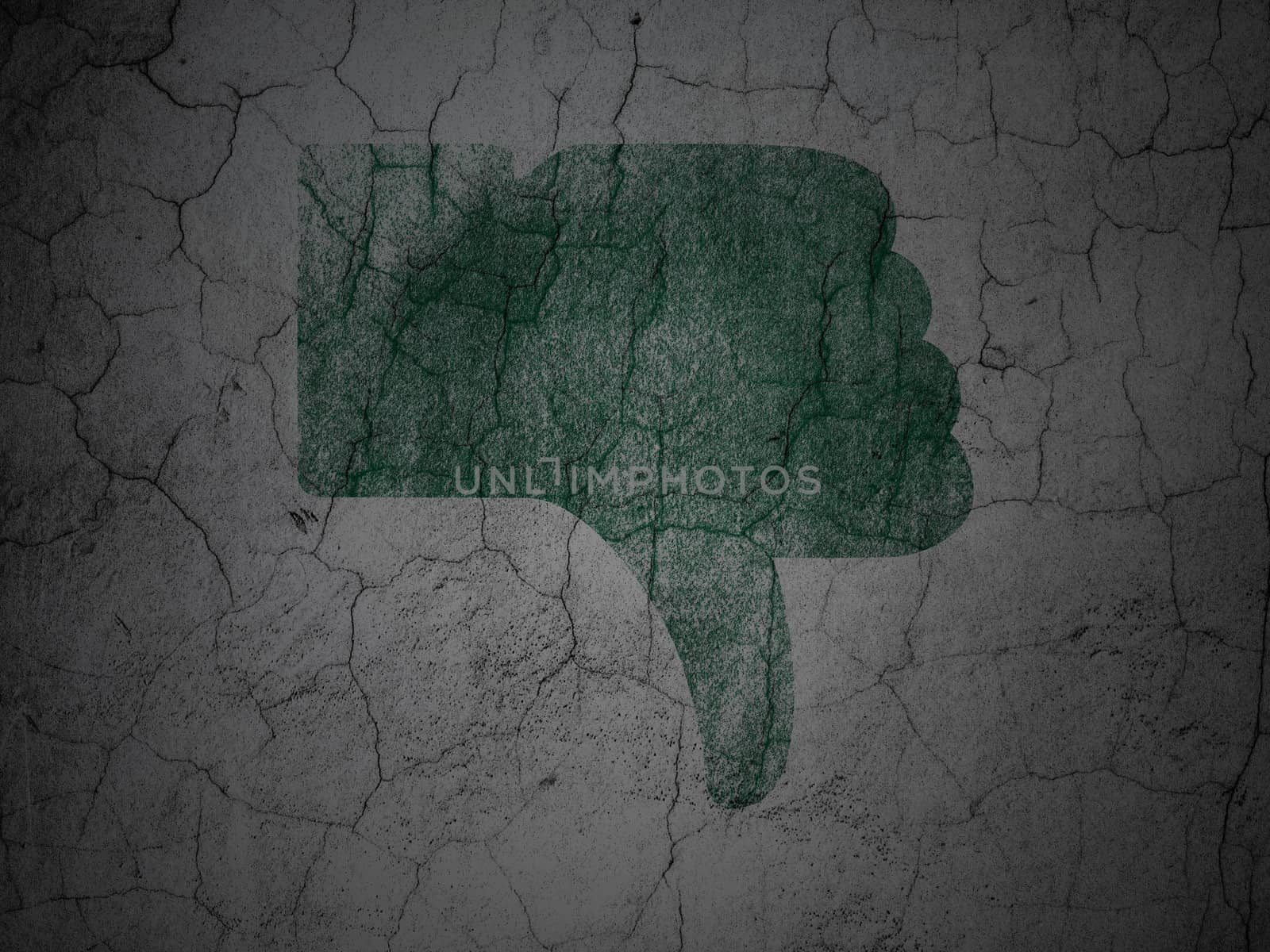 Social media concept: Thumb Down on grunge wall background by maxkabakov