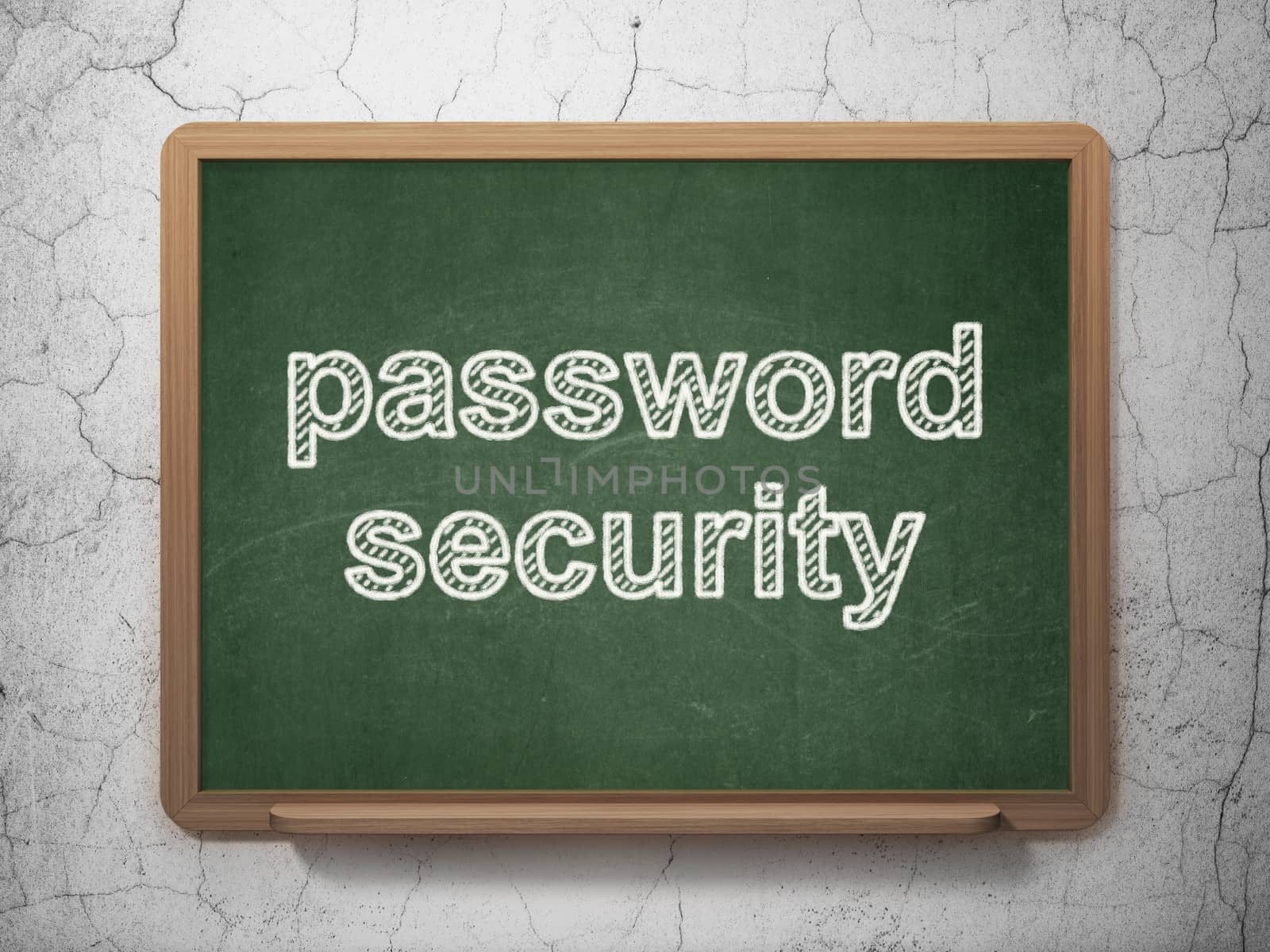 Privacy concept: text Password Security on Green chalkboard on grunge wall background, 3d render
