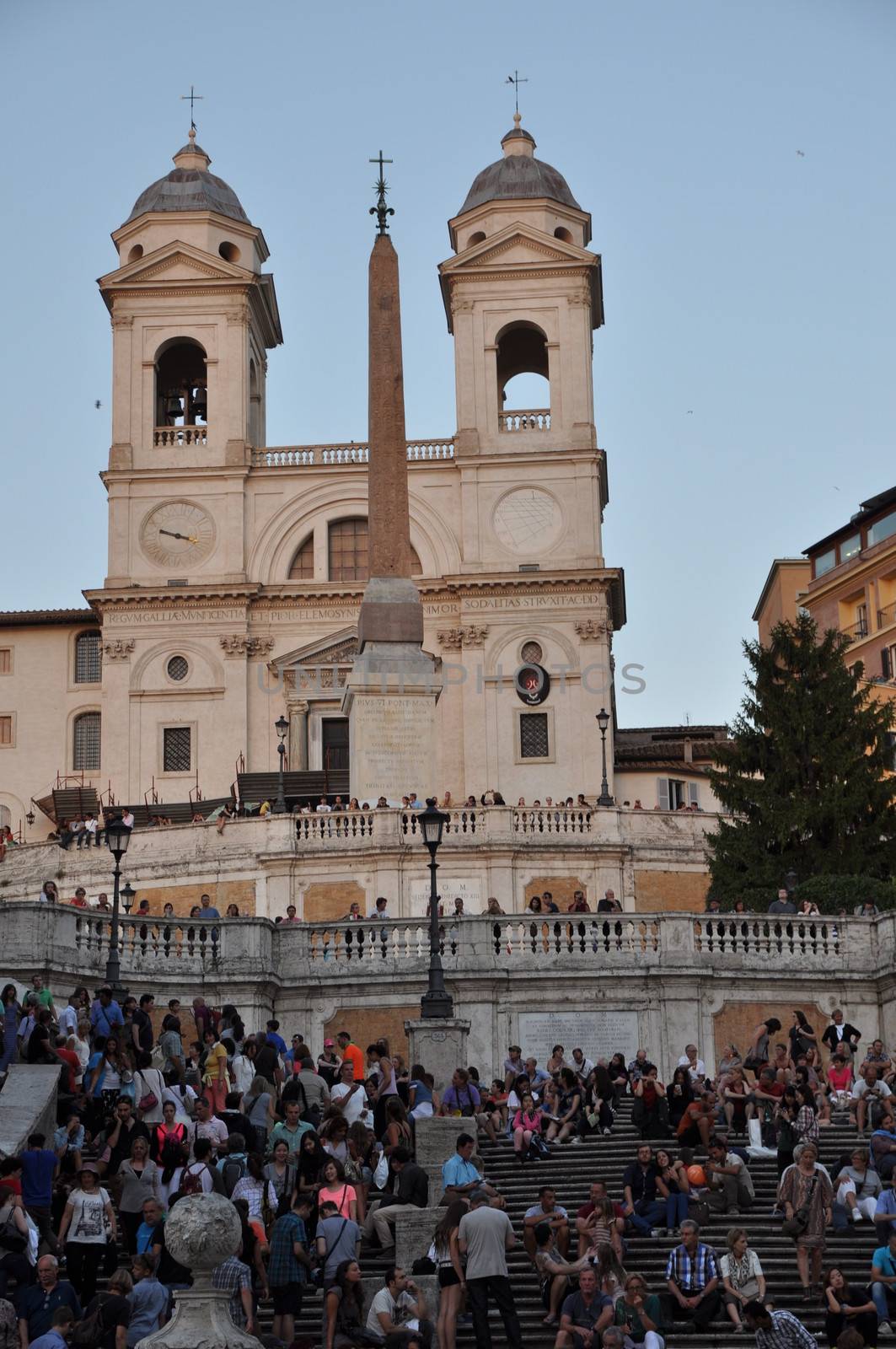 ROME - SEPTEMBER 20: People sitting on the Spanish Steps in Rome