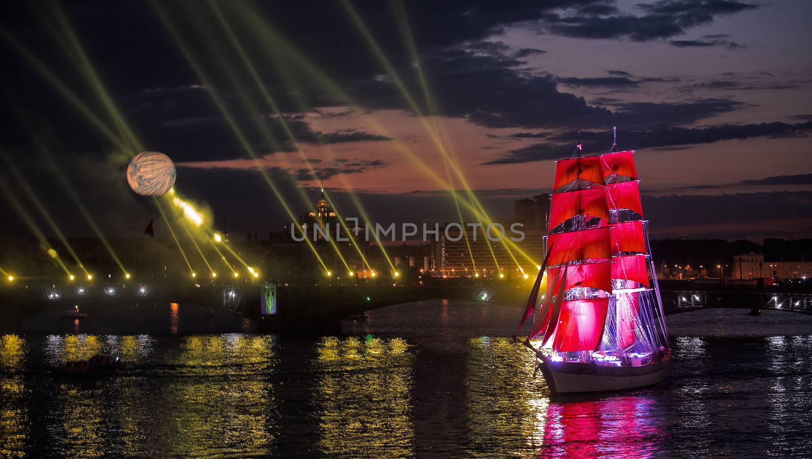 ST.PETERSBURG, RUSSIA - JUNE 24: Celebration Scarlet Sails show during the White Nights Festival, June 24, 2013, St. Petersburg, Russia. 