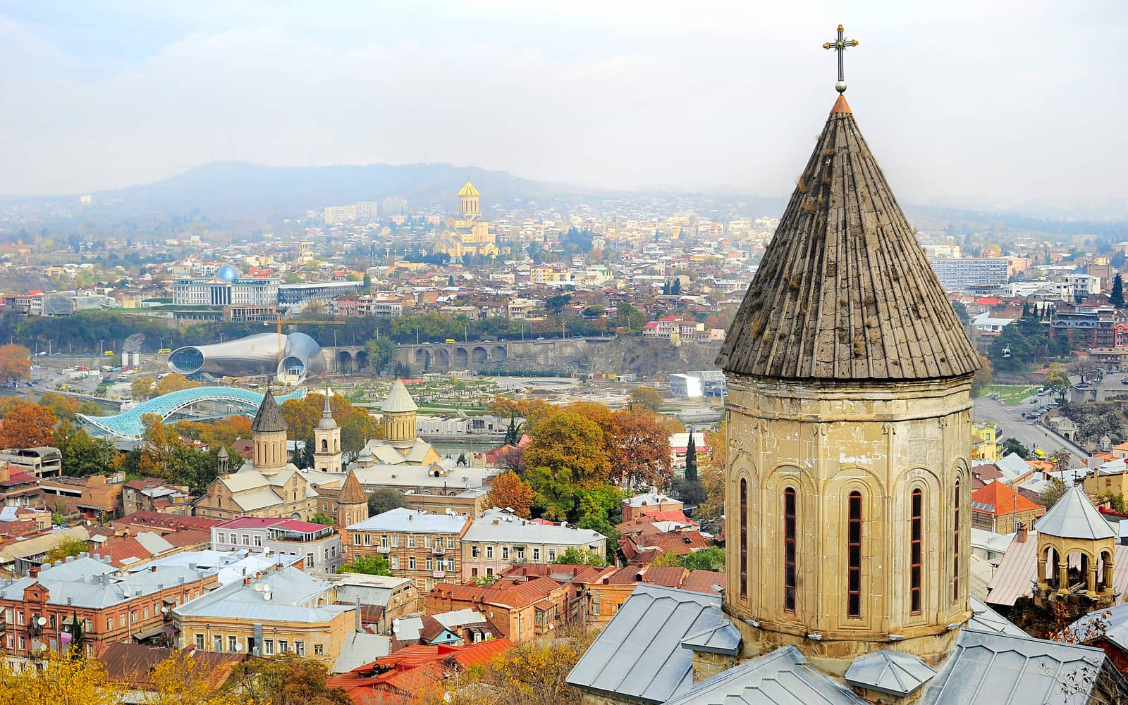 Cityscape of Tbilisi, Georgia.  Aerial view