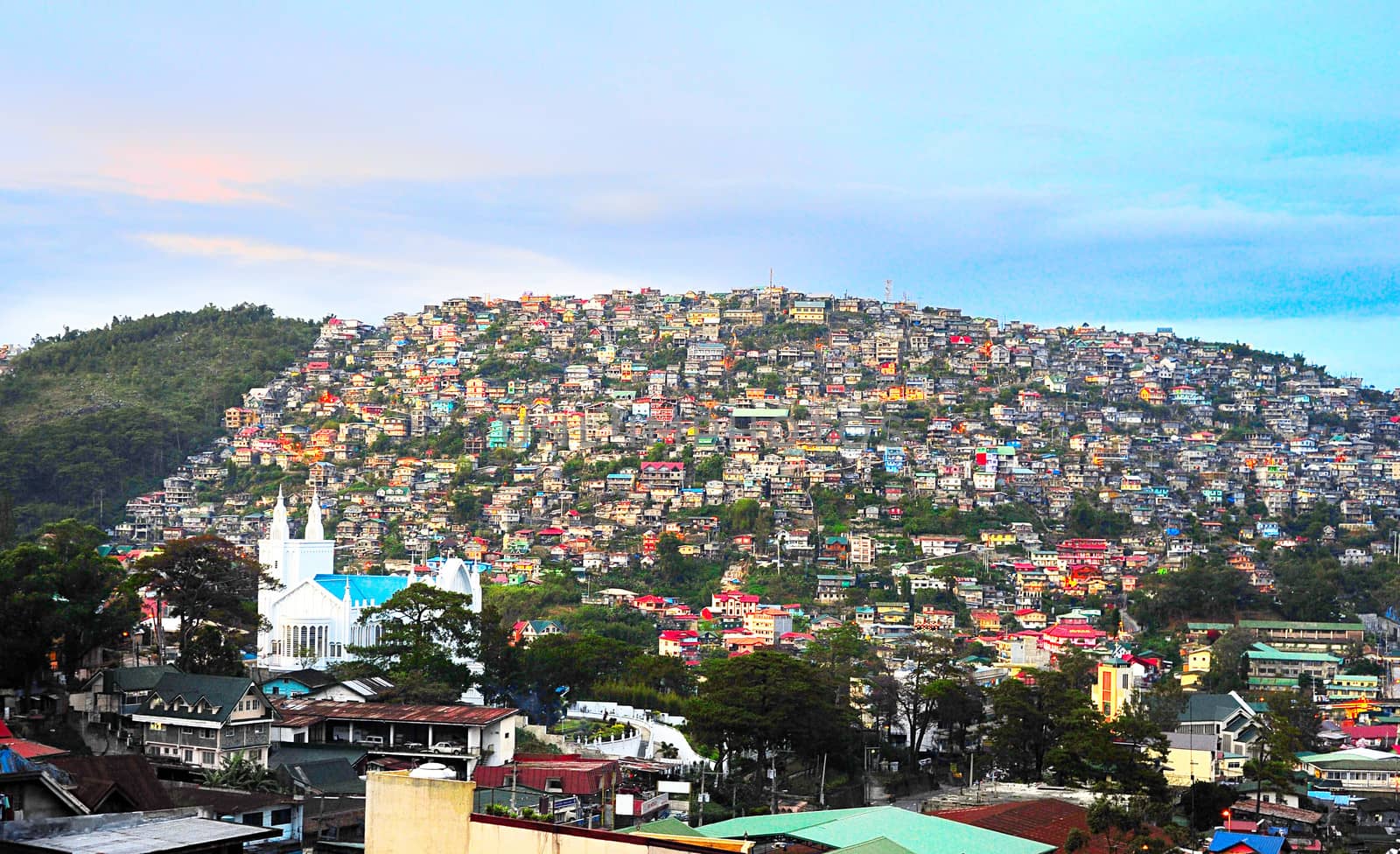 Baguio city at dusk, Luzon Island, Philippines 