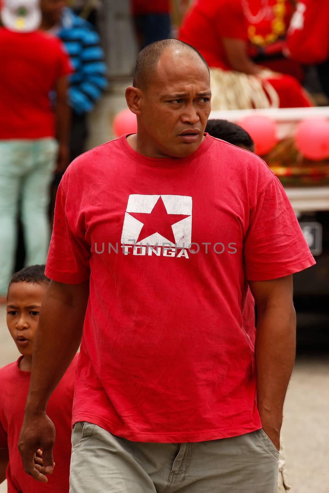 Tongan man celebrate arriving Fuifui Moimoi on Vavau island, Ton by donya_nedomam