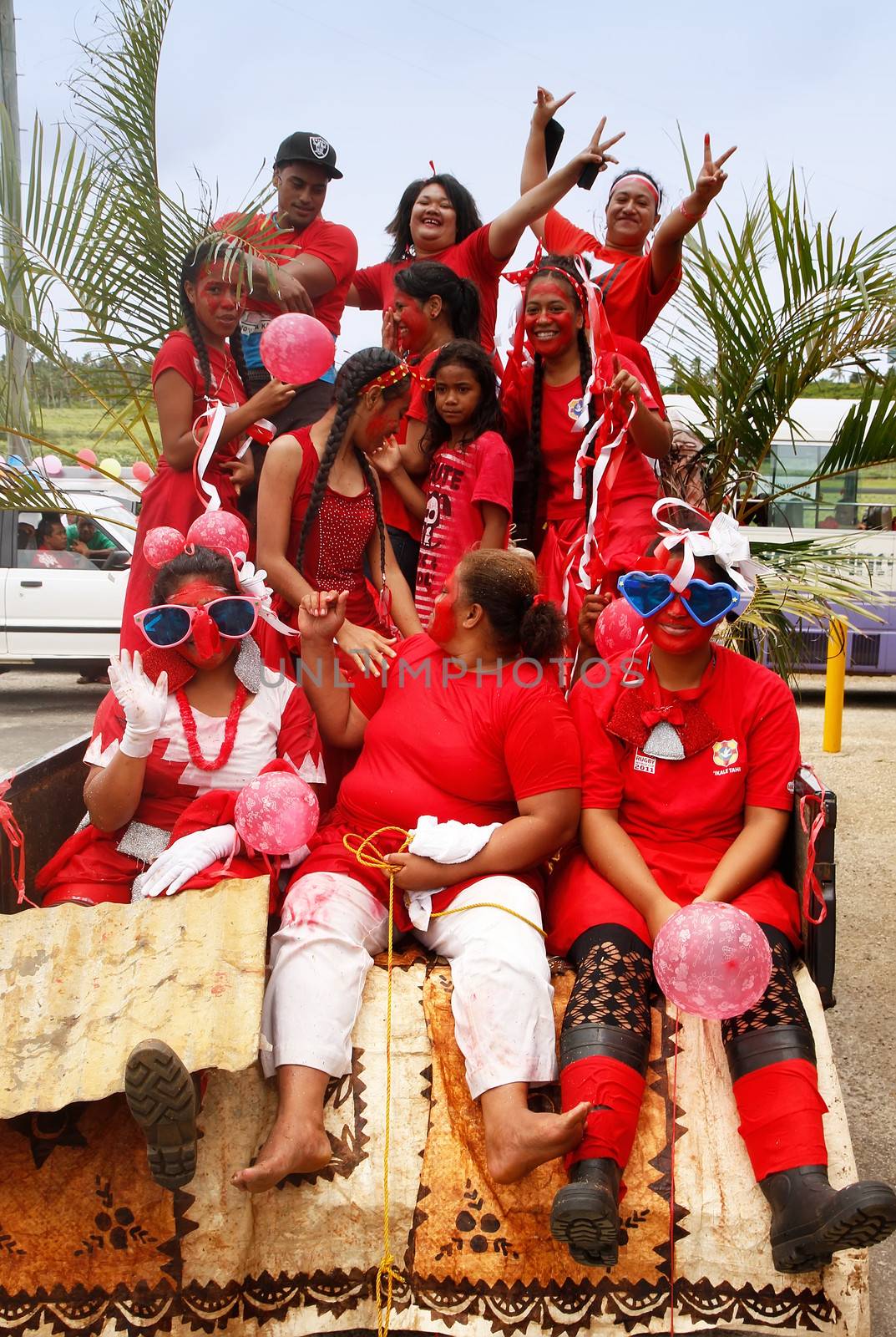 People celebrate arriving Fuifui Moimoi on Vavau island, Tonga