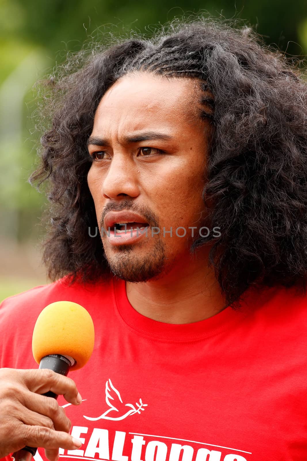 Fuifui Moimoi gives interview upon arrival at his home island Vavau, Tonga