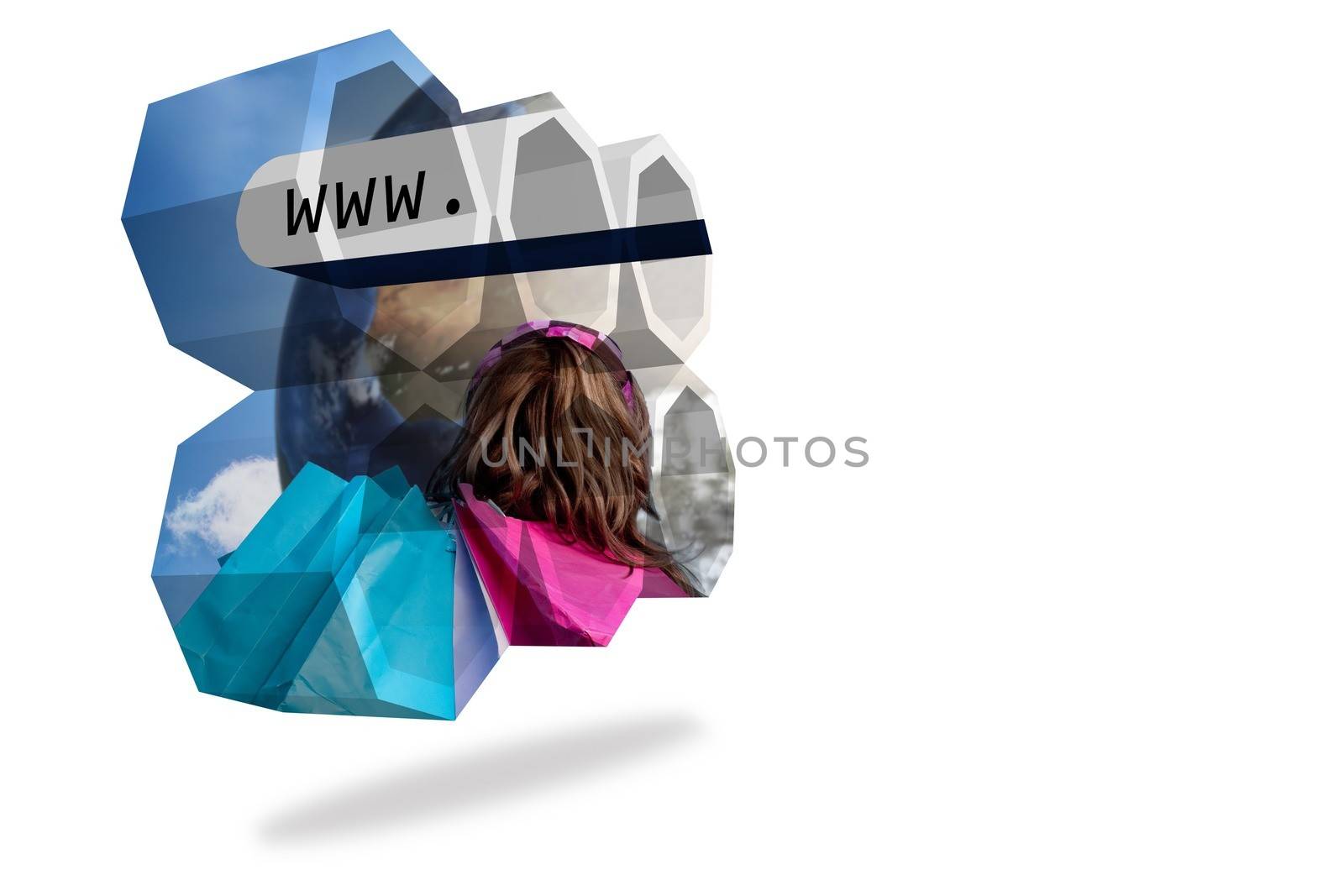 Online shopping on abstract screen