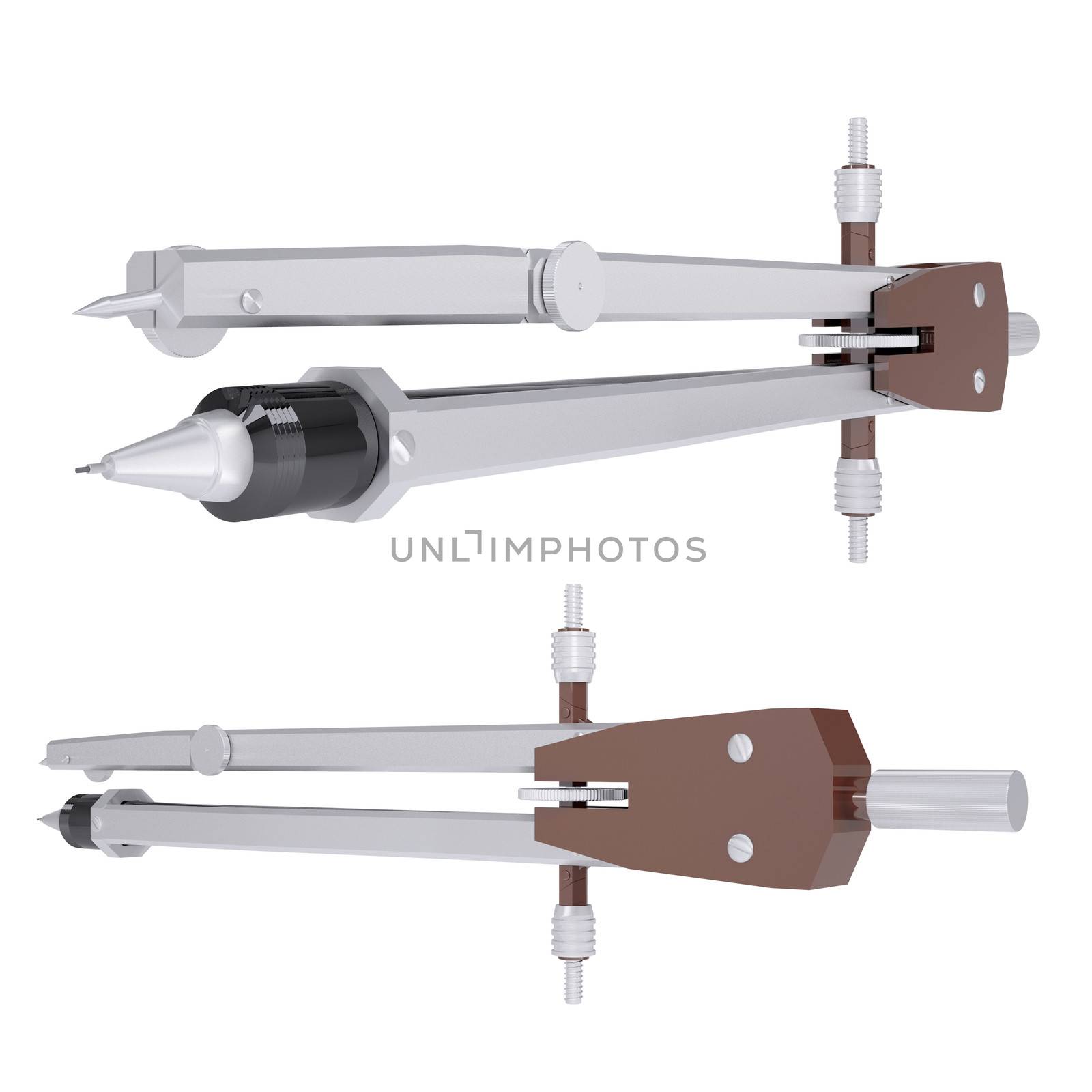 Office compasses. Isolated render on a white background