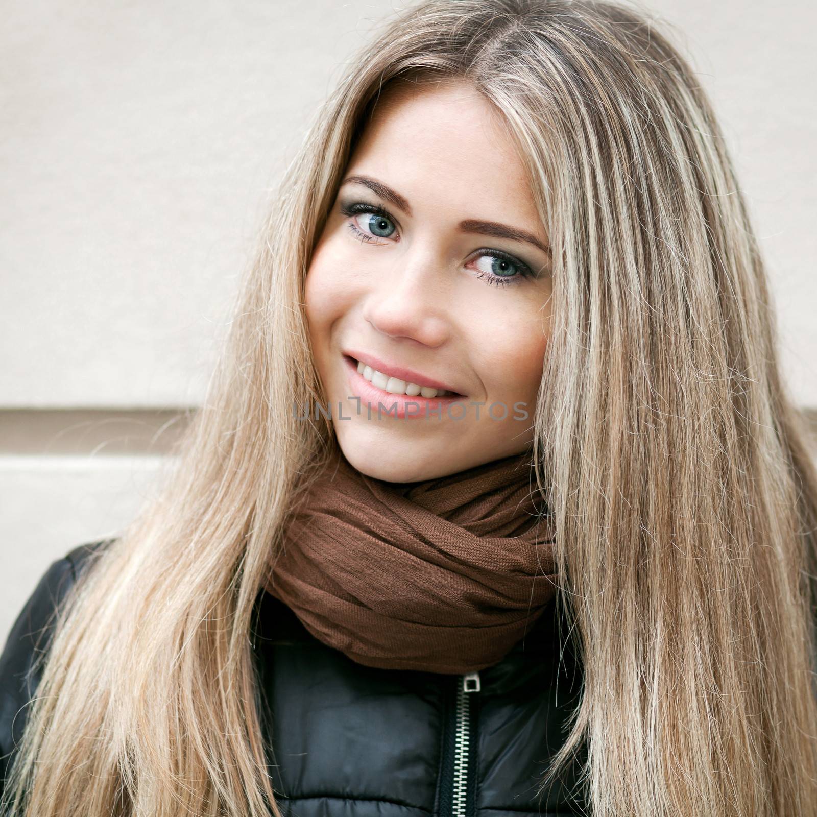 Closeup portrait of a nice young woman