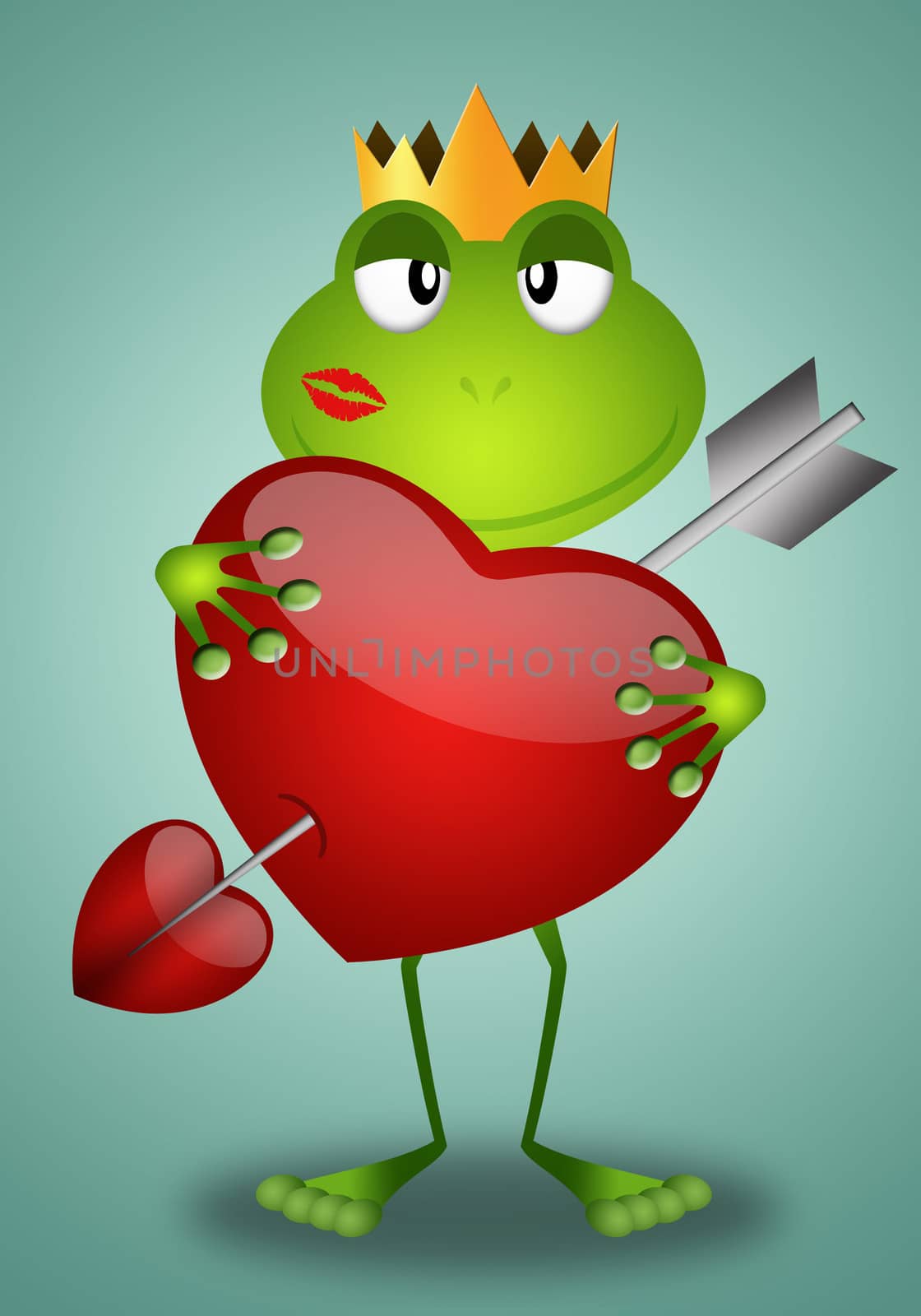 Funny frog in Valentine's Day