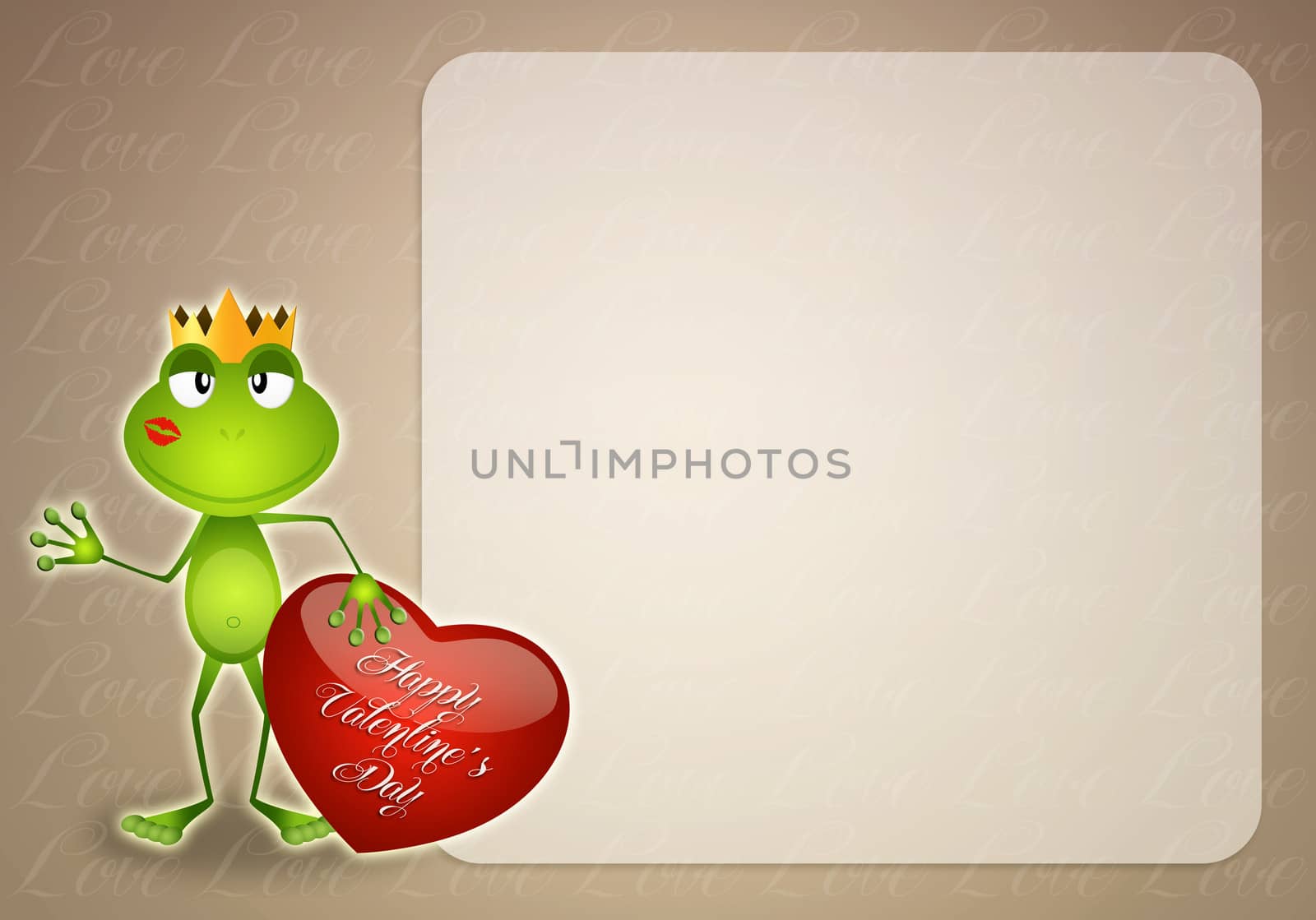 Funny frog in Valentine's Day