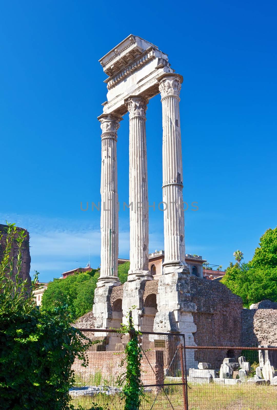 Ruins of famous ancient Roman Forum in Rome, Italy