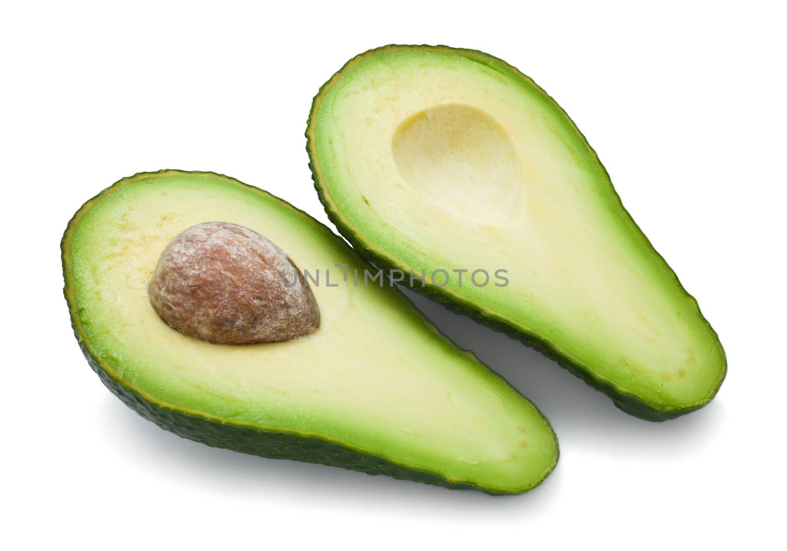 Fresh green avocado isolated on white background