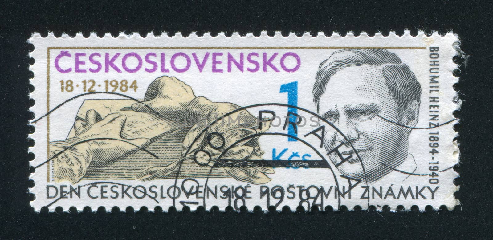 CZECHOSLOVAKIA - CIRCA 1984: stamp printed by Czechoslovakia, shows Engraver Bohumil Heinz, circa 1984