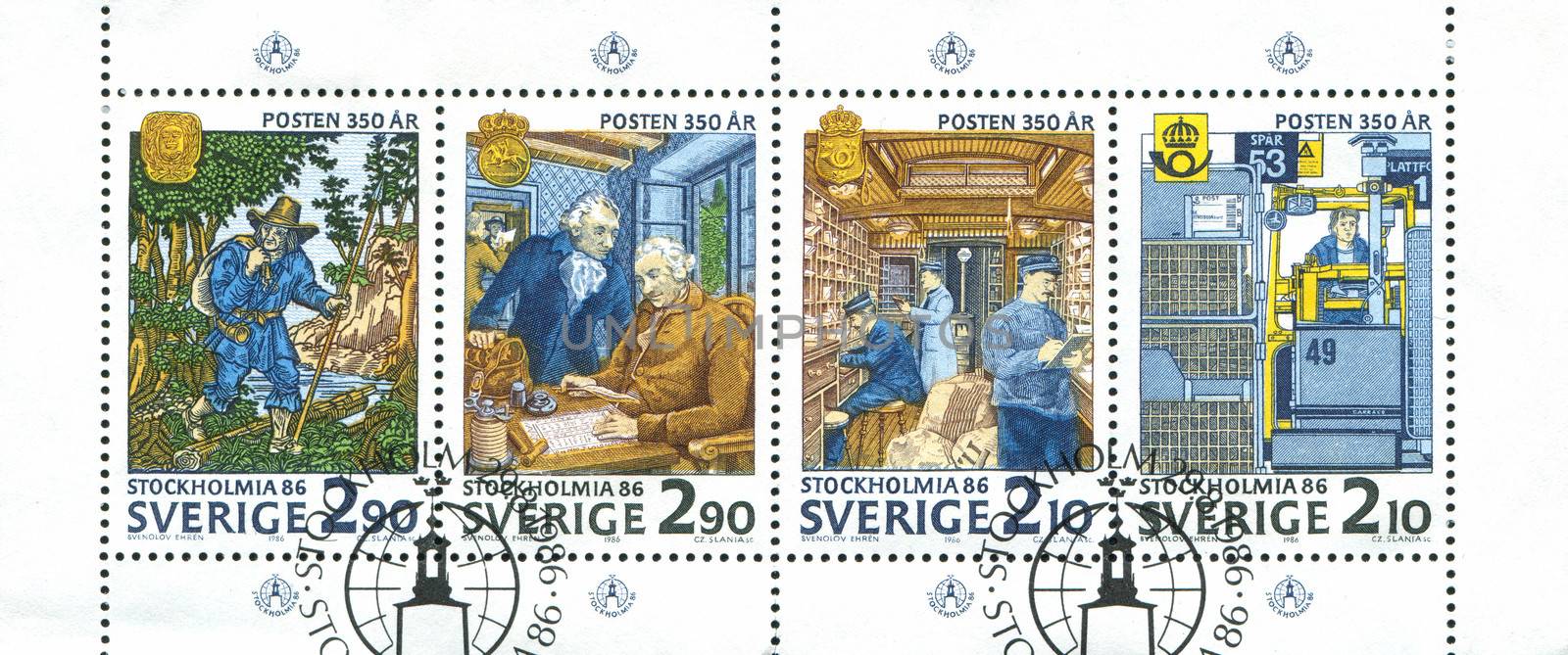 SWEDEN - CIRCA 1986: stamp printed by Sweden, shows Postman, circa 1986