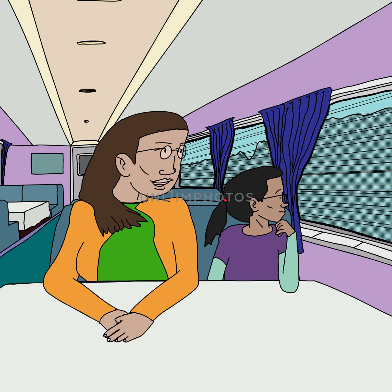 Mother and Daughter on Train by TheBlackRhino