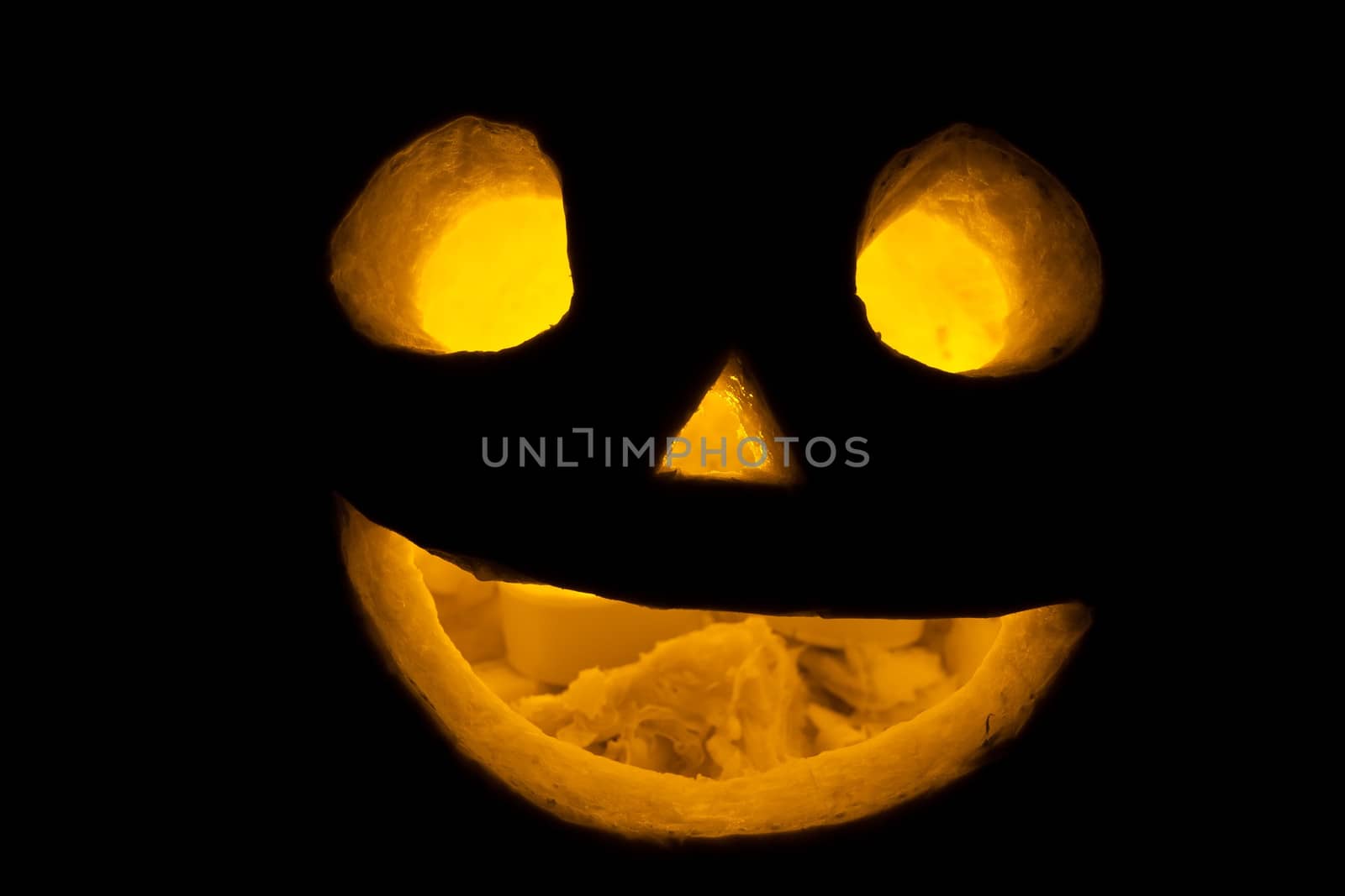 Cute Jack O Lantern halloween pumpkin with candle light