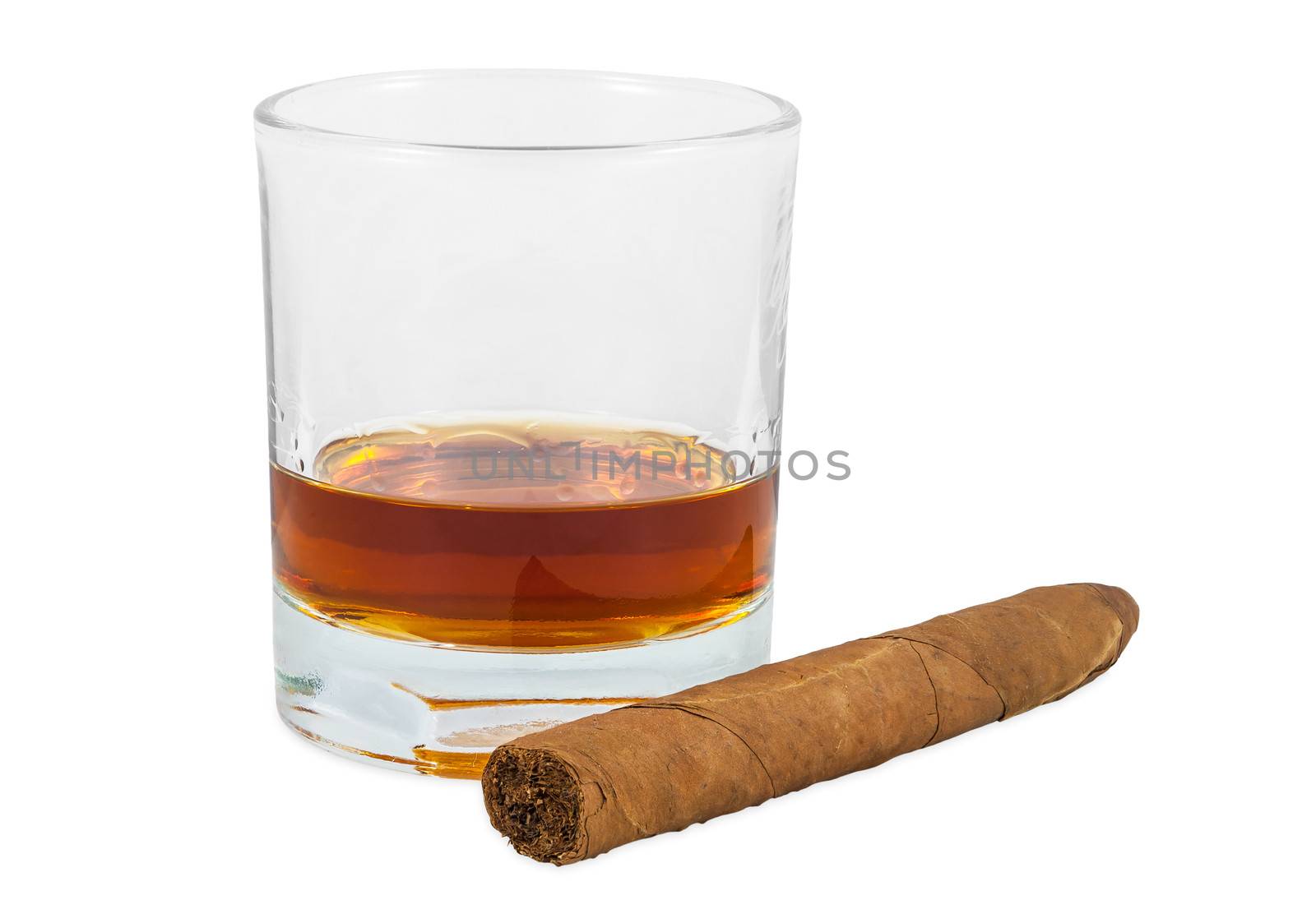 Glass of whiskey and cigar by mkos83