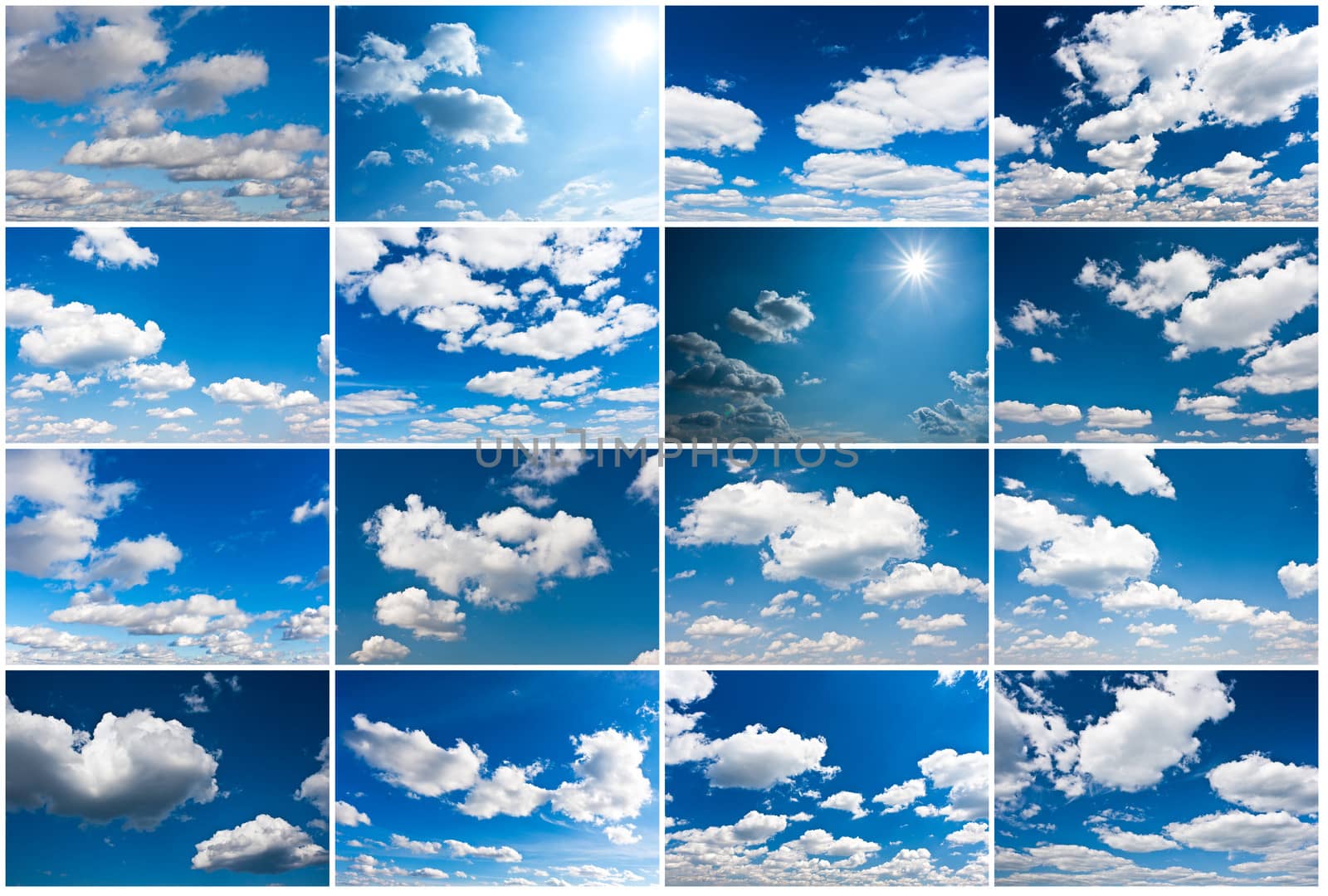 White clouds in blue summer sky background