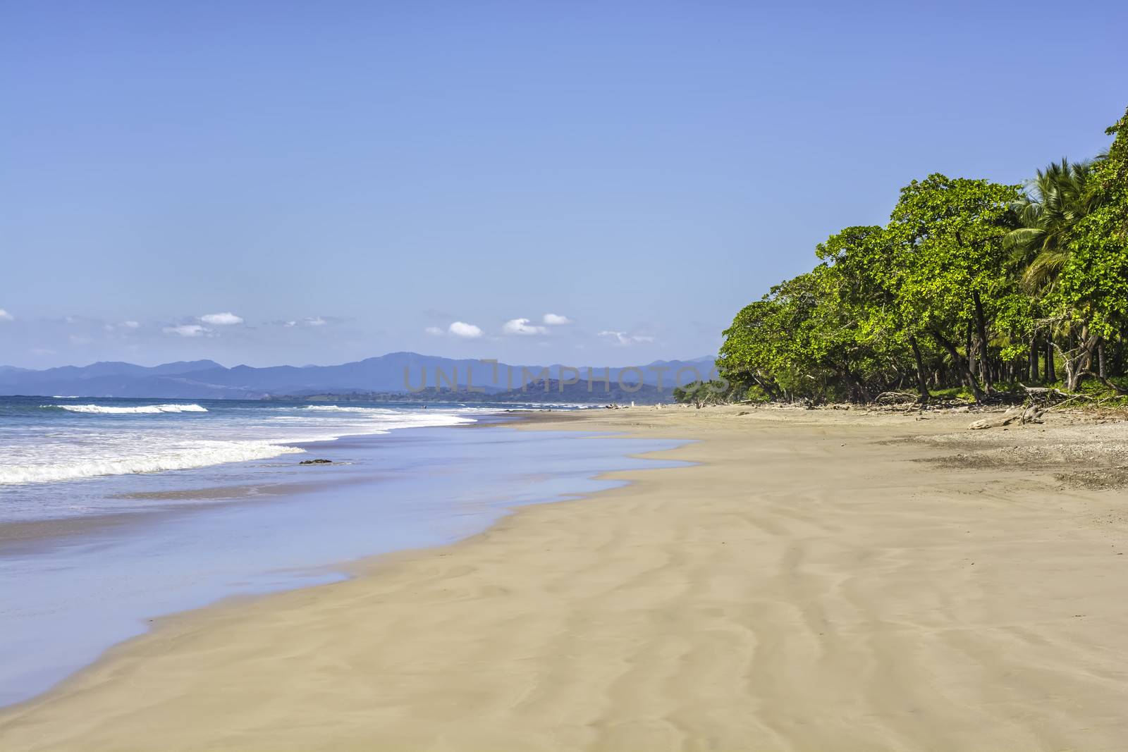 Beautiful deserted beach at Playa Manzanillo in Costa Rica