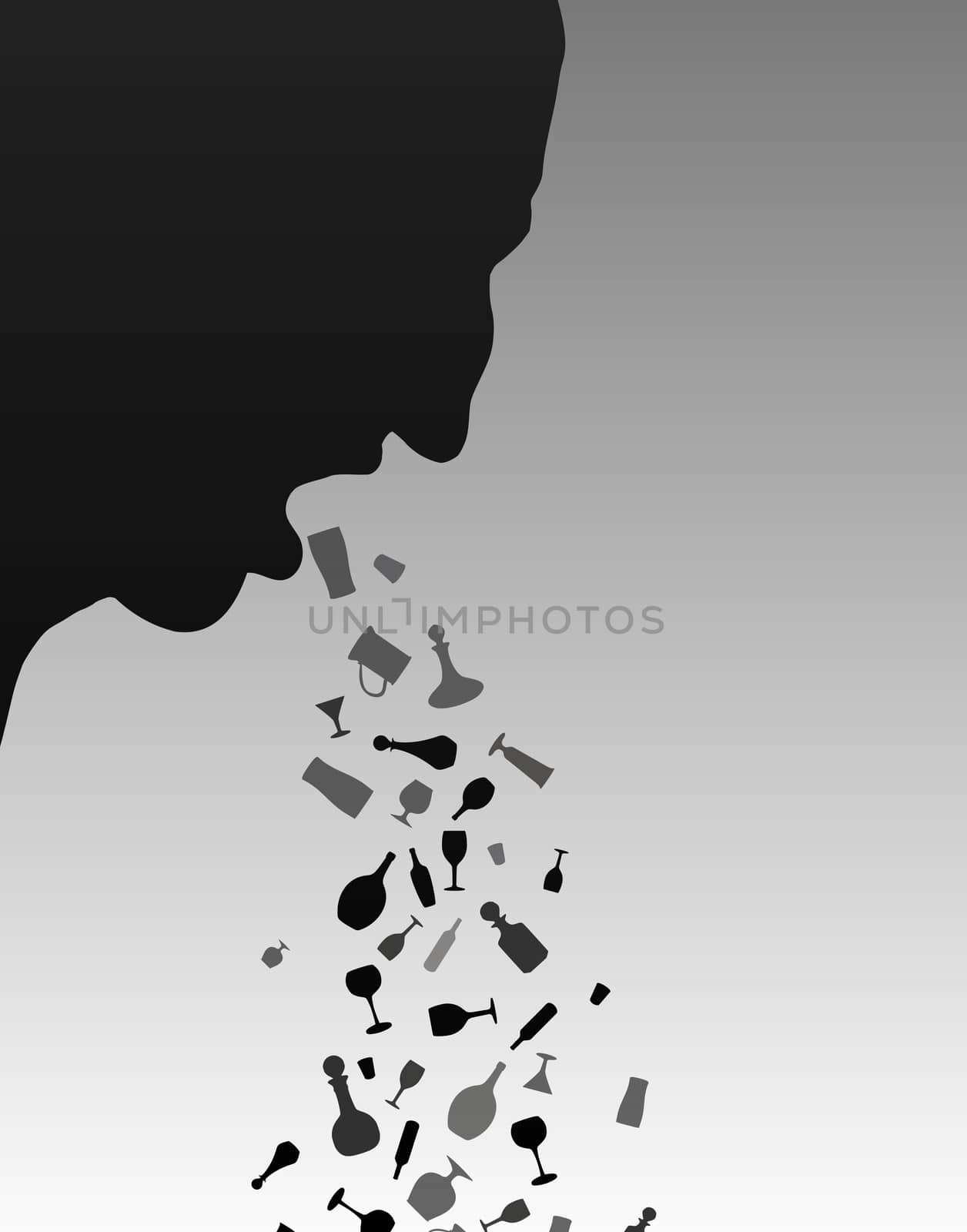 Abstract Illustration of a man being sick on alcohol